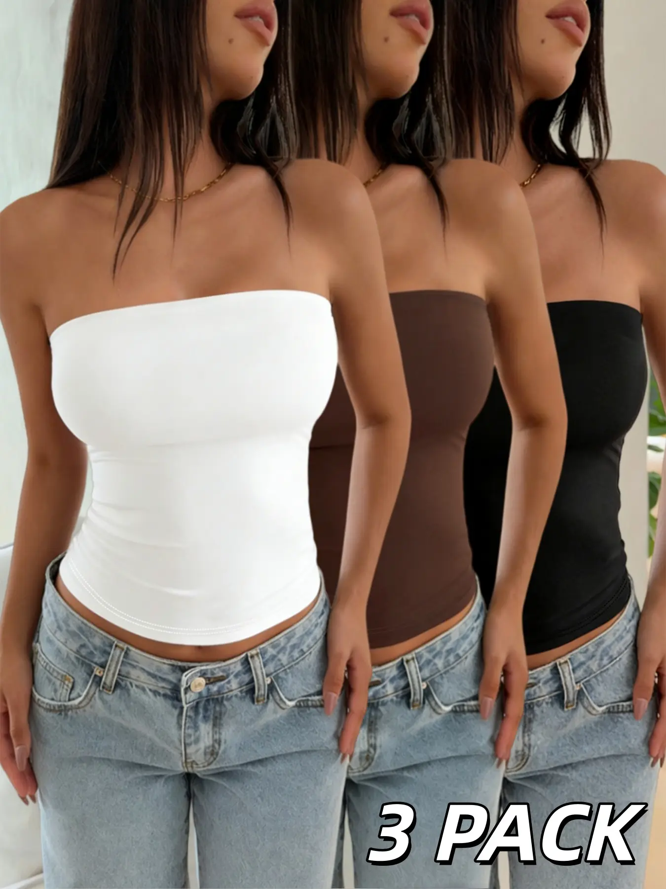Women's Strapless Solid Color Top, Minimalist Design for Daily Wear, Multiple Colors Available, Casual Summer Fashion, Casual Basic Tanks