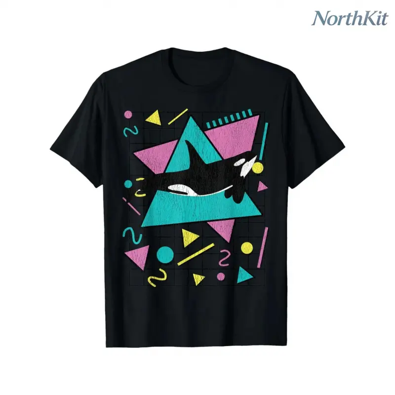 Orca Killer Whale Casual Short Sleeve Crew Neck Sports Tee Soft Breathable Loose 90s Vintage Retro Aesthetic Street Style Comfortable Fabric Daily Wear Tshirt Year Round Minimalist Print Reinforced Stitch, Shortsleeve, Round Neck, Streetwear, Athleisure W