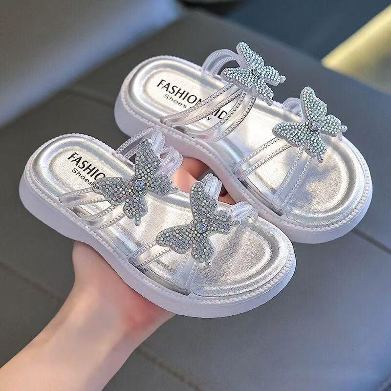 Girls Sandals Summer Open Toe Korean Princess Style Beach Slides Cute Versatile Student Footwear