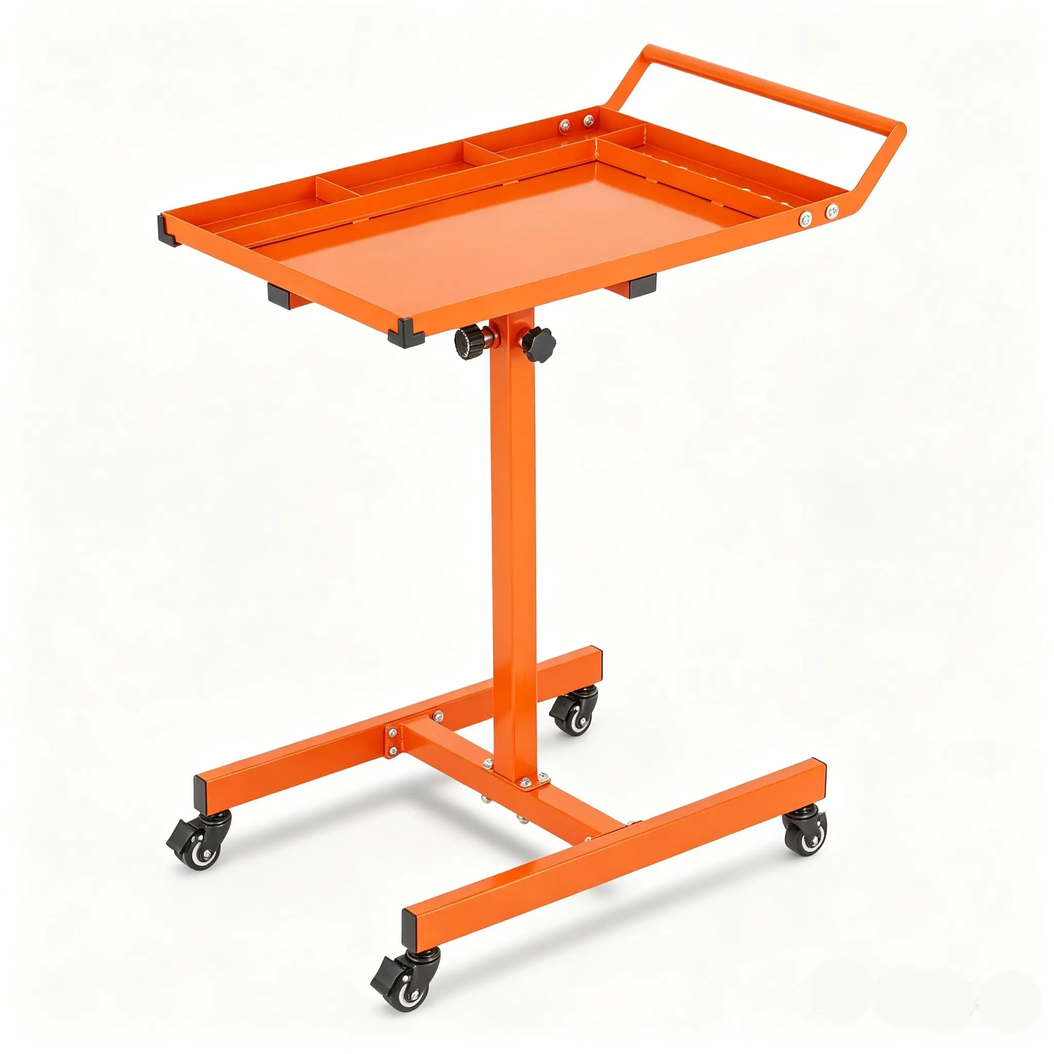 Garvee 35-45 Inch Adjustable Height Worktable, 220 Lbs Capacity Heavy-Duty Work Table with Wheels & Brakes, Mechanics Workbench for Warehouse, Repair Shops, Workshop, Garages and DIY (Orange)