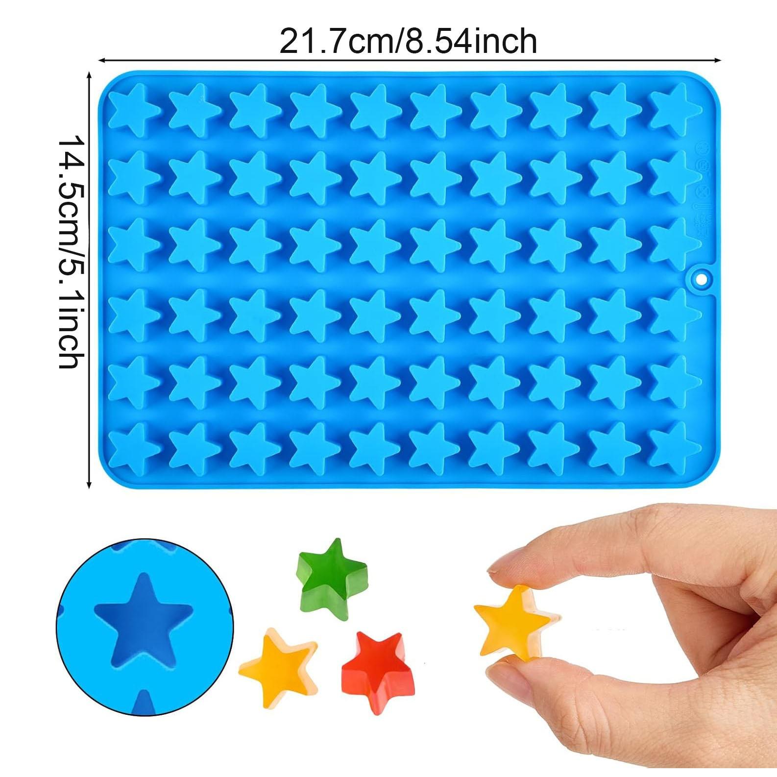 4 Pcs Star Silicone Mold,Star Ice Cube Tray,60-Hole Star-Shaped Mold and 2 Droppers,Suitable for Making Homemade Pet Training Treats/Biscuits,Mini Silicone Molds,Also Suitable for Fruit Treats and Cake Decorations.