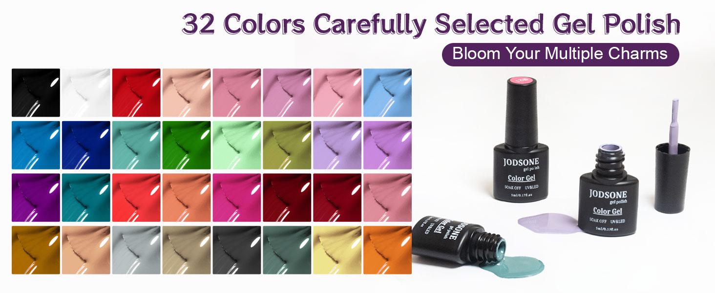 JODSONE 36 Pieces Gel Nail Polish Set U V Light Nail Drill Beginner Set Glossy Surface Easy To Apply Matte Texture All-In-One Manicure Kit