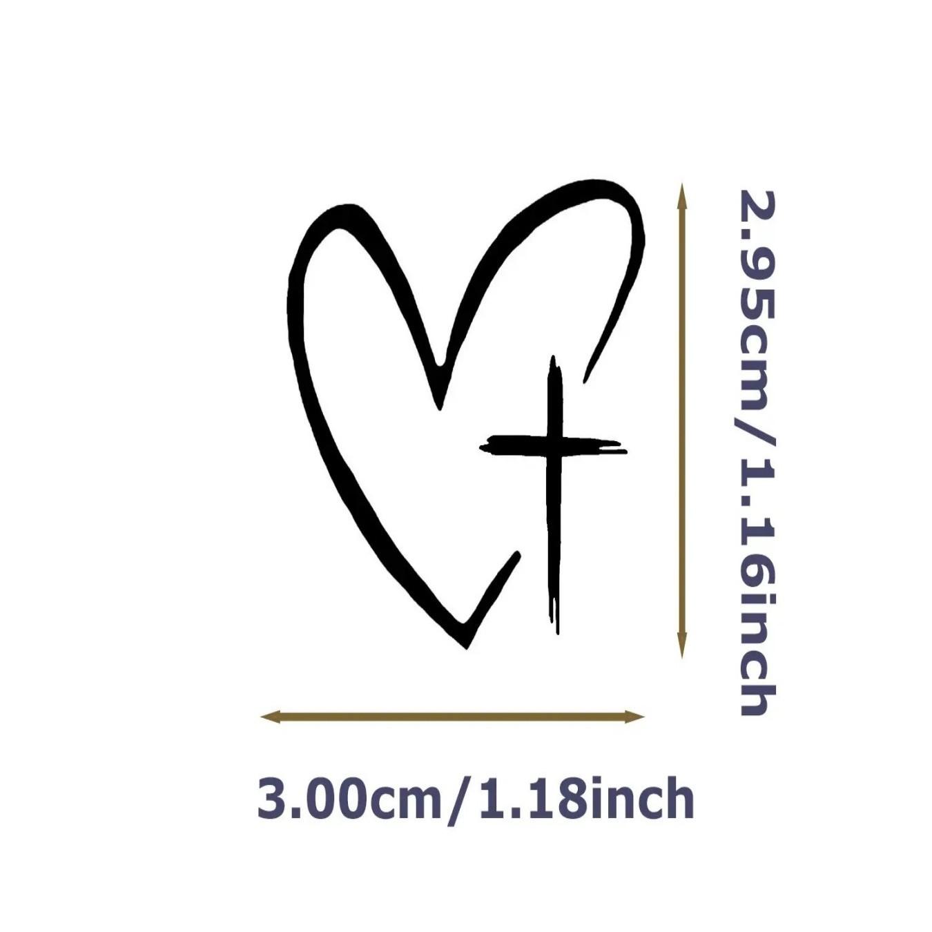 4-Piece Heart and Cross Car Rear View Mirror Stickers, Vinyl Cut Decals, Universal Car Exterior Accessories, Automotive Decorations