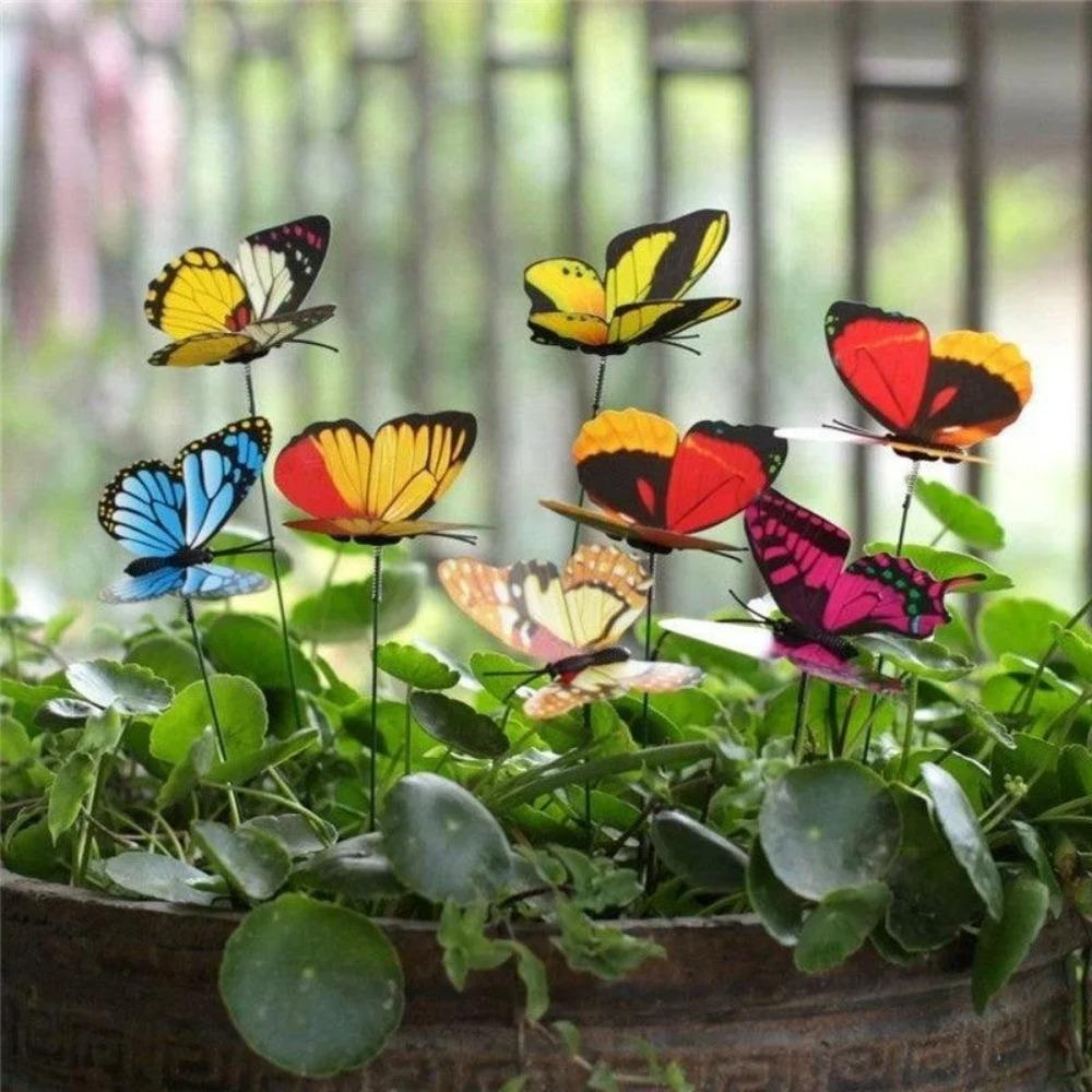 Colorful Waterproof Butterfly Garden Stakes, Reusable Windproof Plastic Lawn Decor for Outdoor Patio, Yard Party Markers & Planter Stakes