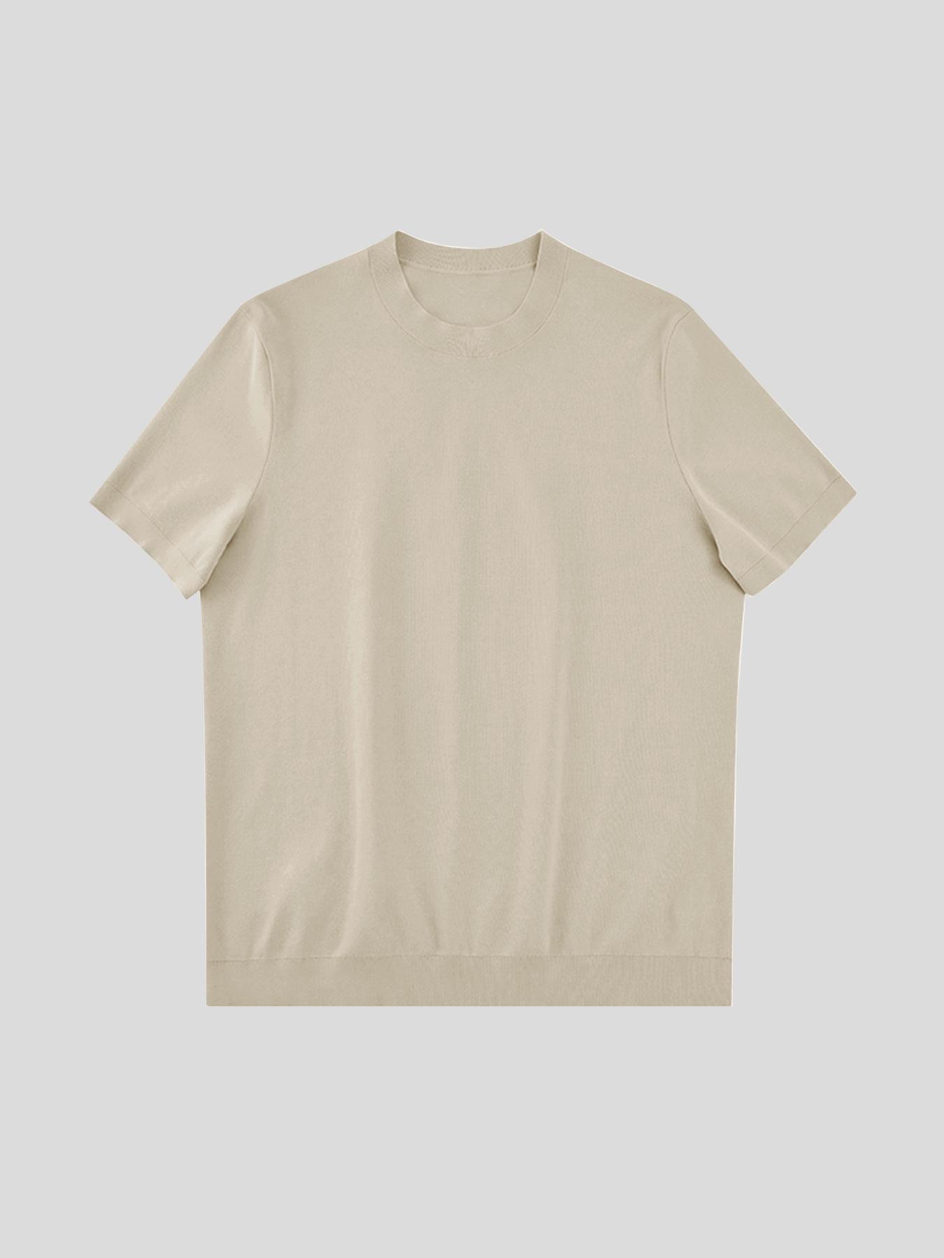 Fioboc Men's Crewneck Knitted T-Shirt Top for Father's Day, Christmas Gifts and Daily Casual, Comfortable, Breathable and Skin-Friendly