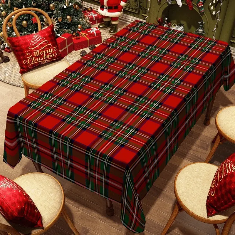 Vintage Christmas Tablecloth, Elegant Geometric Mosaic Pattern, Square Dining Table Cover, Holiday Party Decor, New Year Dinner, Outdoor Use