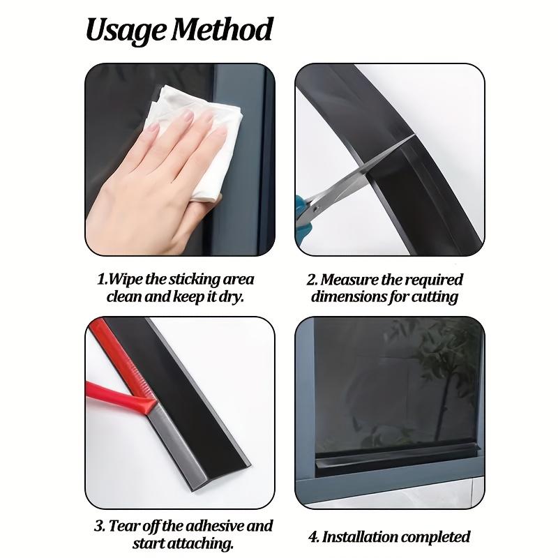 1pc No-Drill Sliding Window Waterproof Barrier, Self-Adhesive Waterproof Strip, Suitable for Window Glass Doors, Balcony Sliding Windproof and Soundproof Sealing Strip for Home - Durable, Easy to Install, Outdoor Window Drainage System, Door Hardware