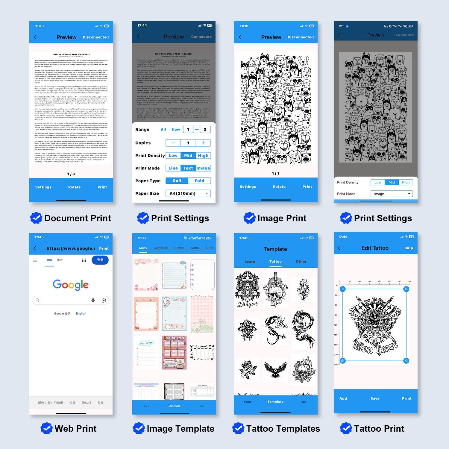 Hztz A4 Thermal Document Printer and Copier, 2-In-1 Tattoo Transfer Machine, Multi-Device Connectivity, Includes Tattoo Paper and Document Paper