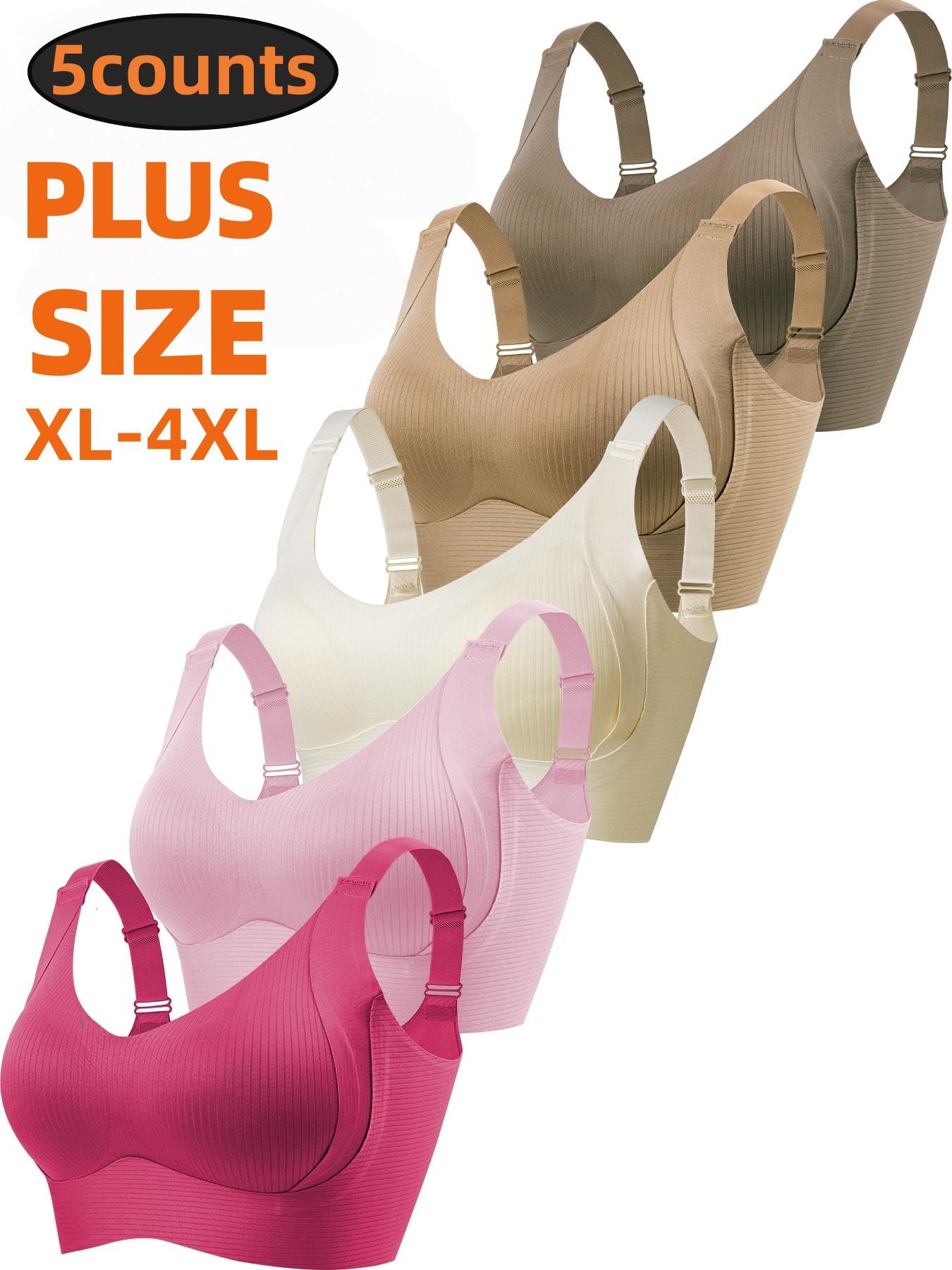 5-Pack Plus Size Comfortable Seamless Bras, Sizes 1XL-4XL, Designed for Women, Wire-Free Push-Up Style, Suitable for Daily Wear, Maximum Comfort.