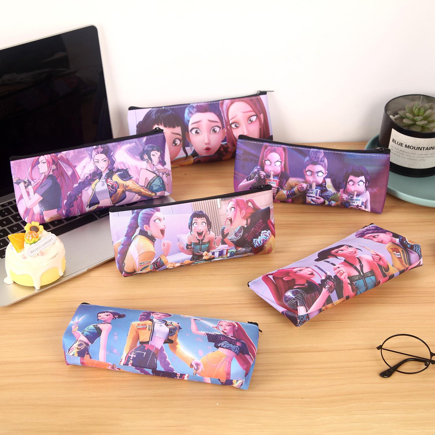 Kpop Hunter Girl Group Pencil Case, Cute Student Large Capacity Stationery Bag, PU Single Layer Storage Bag, School Supplies Organizer