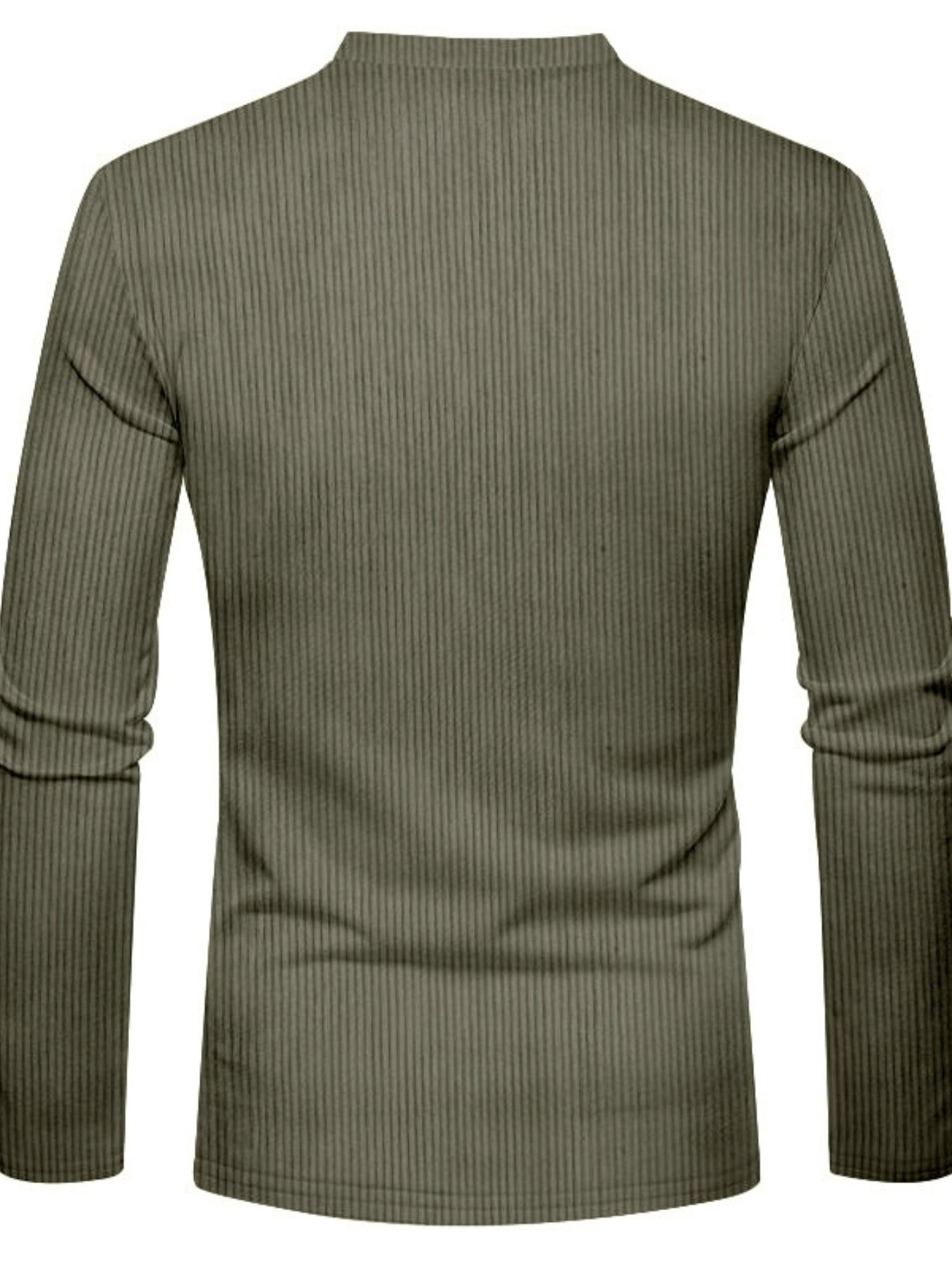 Men's Vertical Striped Textured Long Sleeves with A Contrasting Placket,solid Color Vertical Striped Texture,can Be Worn Alone and Layered,suitable for Casual Light Business and Other Scenarios, Classic, Menswear