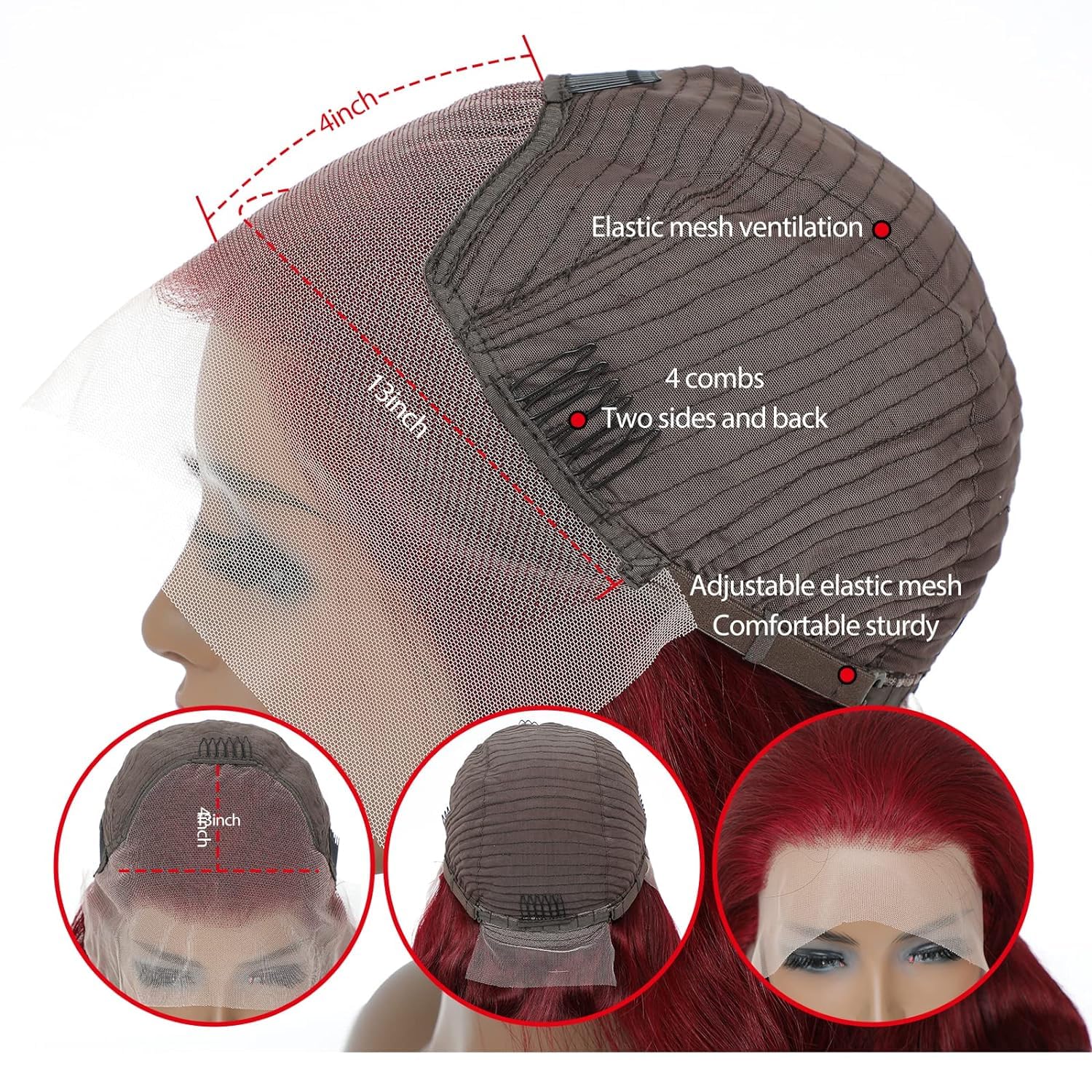 Bling Hair 99j Burgundy Lace Front Wigs Human Hair 13x6 13x4 Body Wave Lace Front Wigs Human Hair Pre Plucked Red Wig Wine Red Lace Front Wigs Human Hair Wigs for Women 180 Density