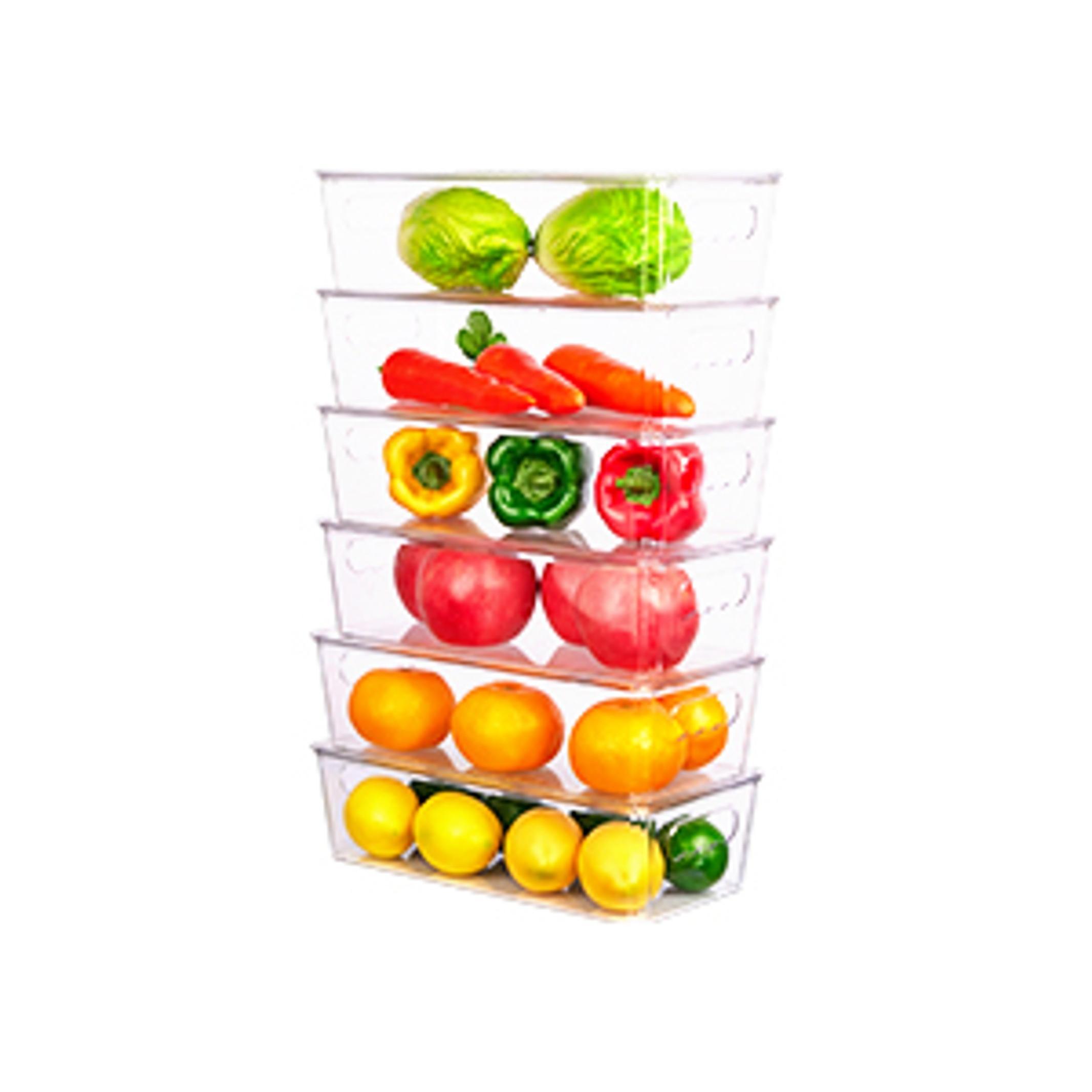 8pcs Clear Organizers and Storage Bins with Lids, Stackable Plastic Storage Containers with Handles for Fridge, Freezer, Pantry, Cabinet, Kitchen Organization