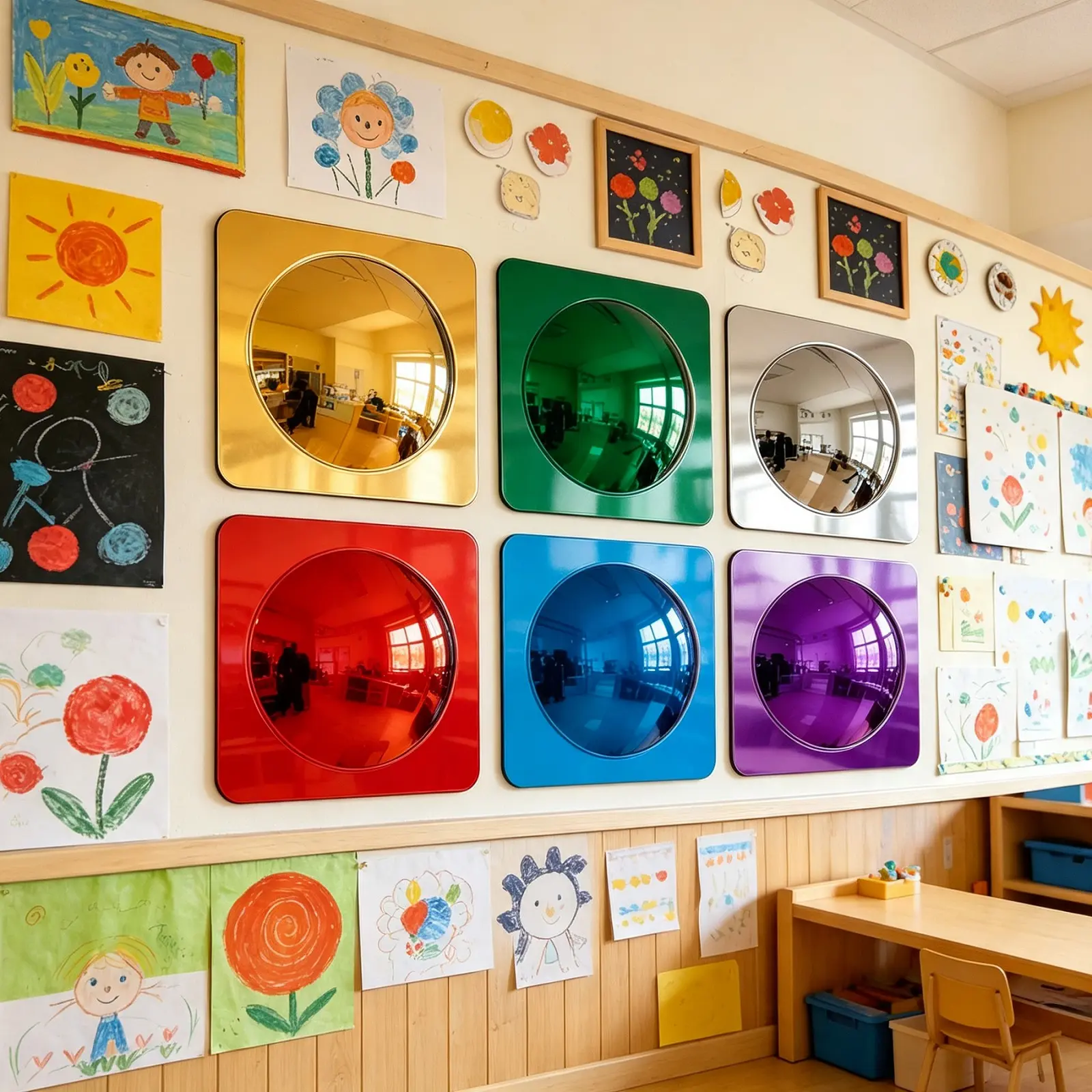 6pcs Sensory Bubble Wall Mirrors, Multi-Color Interactive Acrylic Mirrors for Wall Decoration, Ideal for Sensory Area or Home Decor