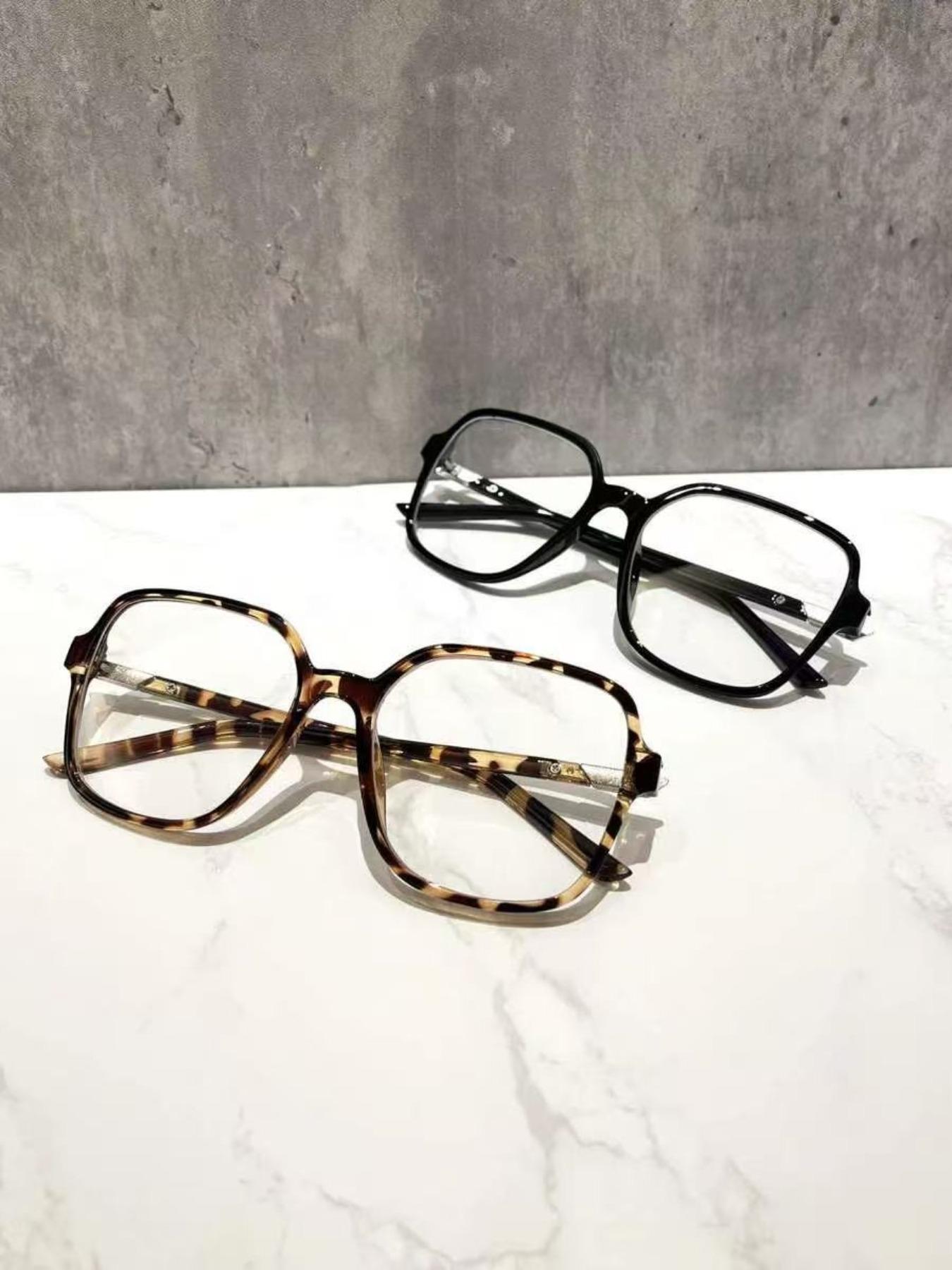 Vintage Fashion Large Frame Decorative Glasses, Women's Versatile Face-Slimming Design, Clear Lens Style, Suitable for Daily Commute Home Leisure TV Computer Phone Photography, Casual Eyeglasses