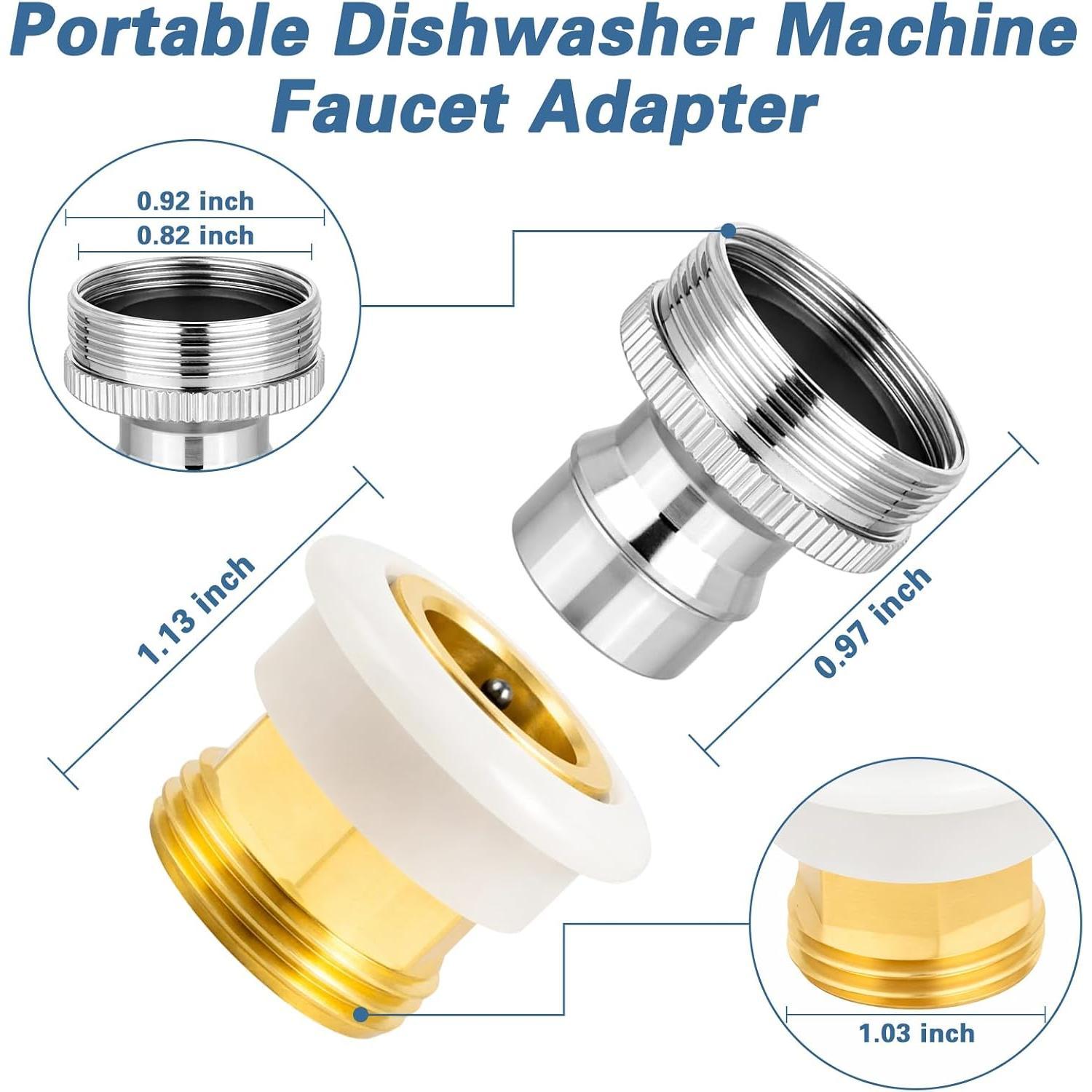 Dishwasher Machine Faucet Adapter,portable dishwasher faucet adapter 15/16-27M or 55/64-27F,faucet adapter for portable washer Quick Connect to Sink Male 3/4" Brass Snap Garden Hose Fitting