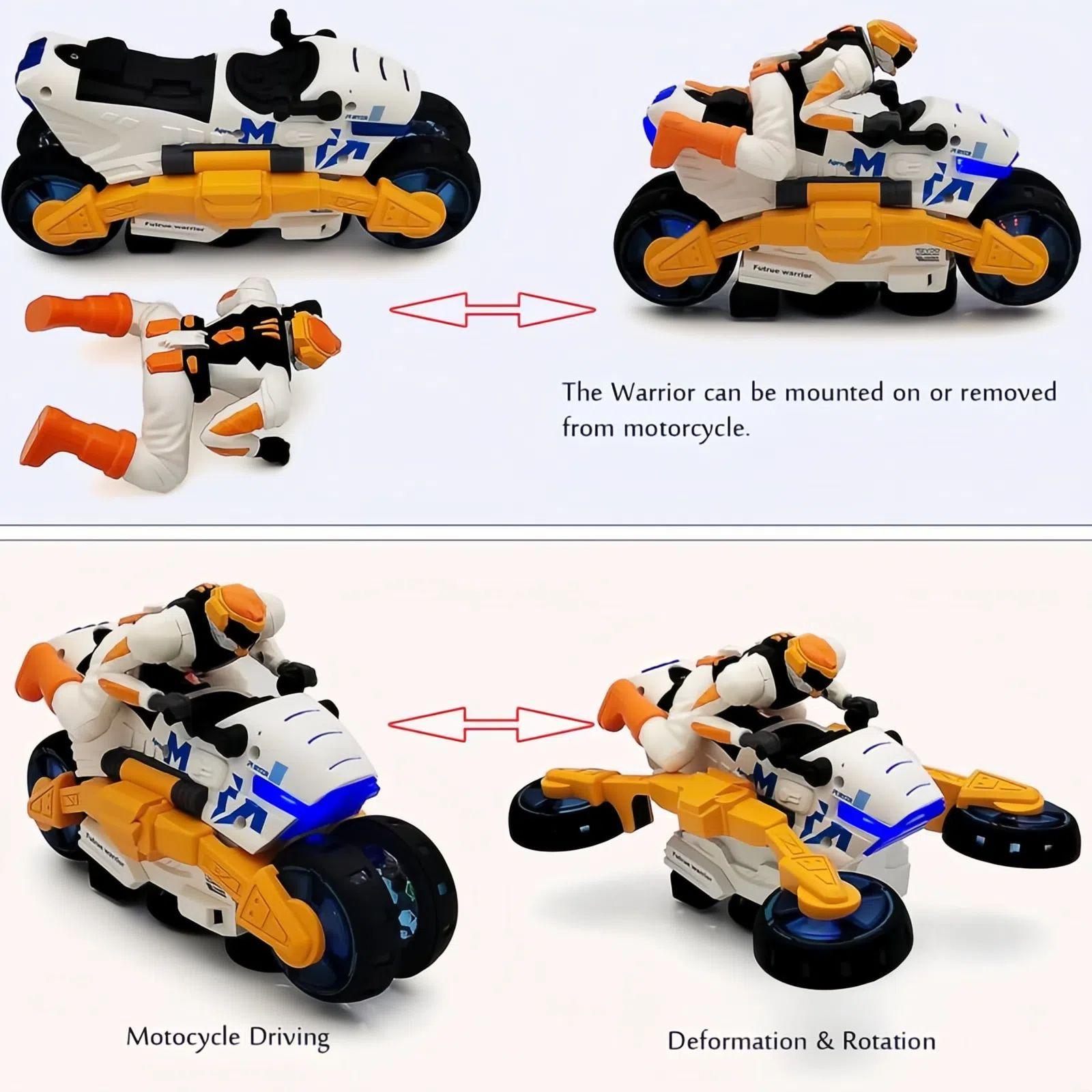 Auto-rotating Electric Motorcycle Vehicle Toys with Smart Obstacle Avoidance, Spins, 360° Movement，Dazzling Lights, Cool Music & Transformation; Christmas Birthday Gift for Kids Boys Girls，Kids Play, Gaining Pride.toy motorcycles for toddlers 2-4  /  TOYS