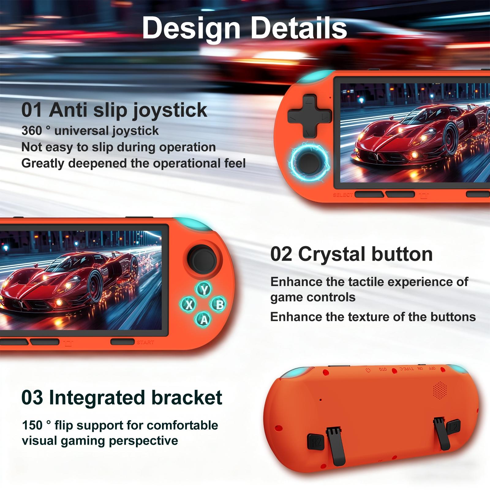 GAMINJA ANS16 Portable Handheld Game Console with 4.5 Inch IPS Screen, Retro Video Games RGB Lights, 14 Emulators Including Ps1 Gba Sfc, Rechargeable Portable Console