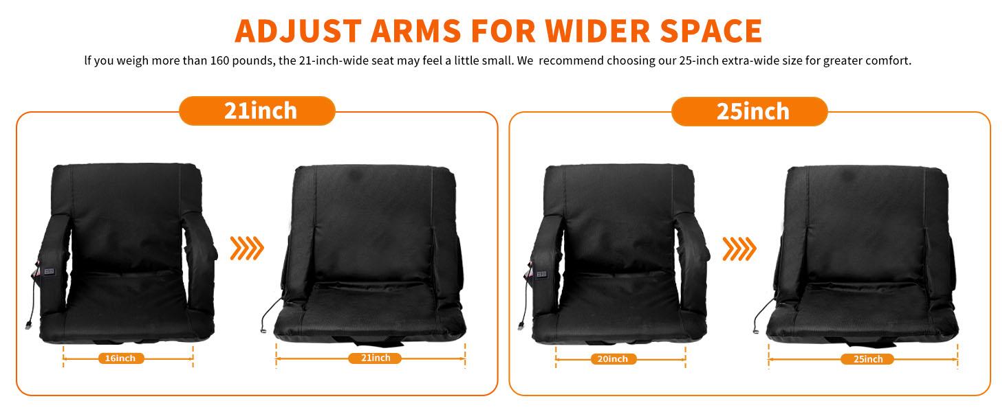 Lilypelle Double Heated Stadium Seat Bleacher Seat with Back & Arm Support, Portable 6 Reclinng Positions Stadium Seating for Bleachers, Bleacher Seats for Sports Events, Outing, Travelling, Hiking Lilypelle Double Heated Stadium Seat Bleacher Seat with Back & Arm Support, Portable 6 Reclinng Positions Stadium Seating for Bleachers, Bleacher Seats for Sports Events, Outing, Travelling, Hiking
