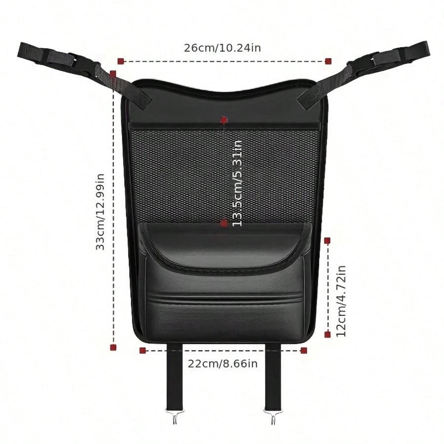 Car Organizer Storage Between Seats, PU Leather Front Seat Storage Bag with Tissue Holder, Automotive Console Hanging Net Pocket Handbag Holder for Phone Document
