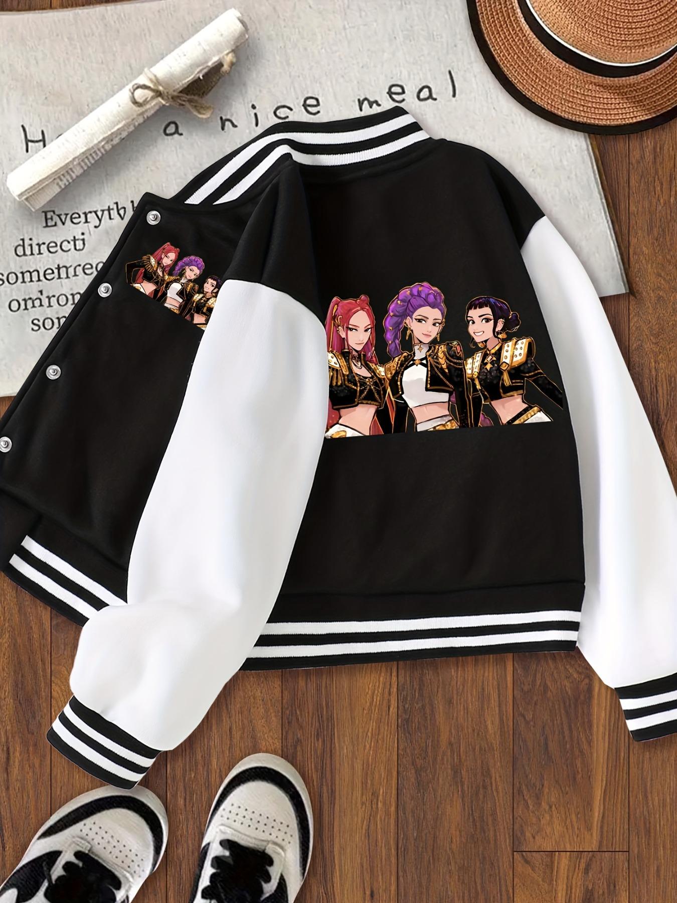Girls' Baseball Jacket Coat, Teen Titans Jackets, Cool Devil Cartoon Design