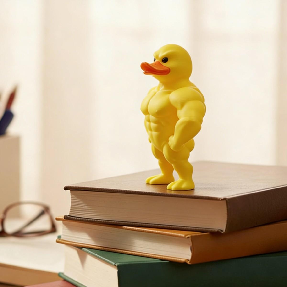 Funny Muscle Duck Statue, Fitness Duck Decor, Clear Arm & Leg Design, No Power Needed, Home Office Gym Gift, Durable Plastic Collectible