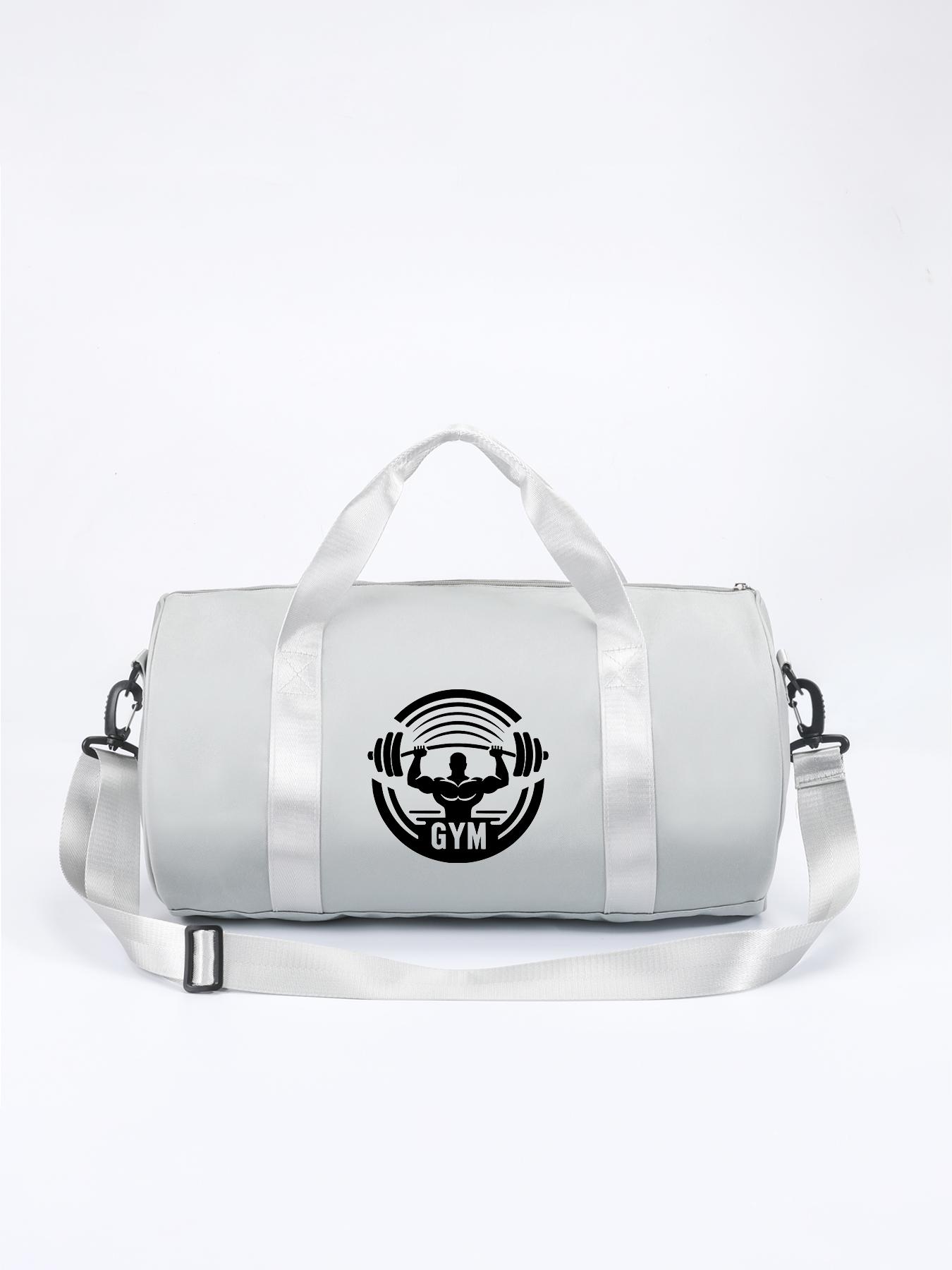 Gym Weightlifting Muscle Print Round Fitness Bag, Large Capacity Sporty Backpack, Handheld Crossbody Travel Bag, Versatile Two-In-One Design