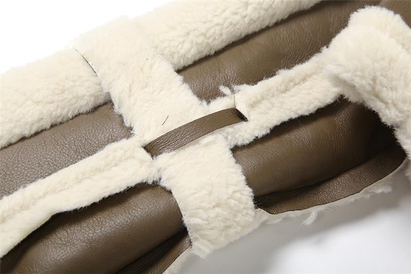 DOUCIU New Autumn And Winter Fashion Personality All-Match Hip-Hop Joint Cool Loose Casual Warm Ladies Retro Pu Leather Contrast Color Cardigan Short Jacket Coats