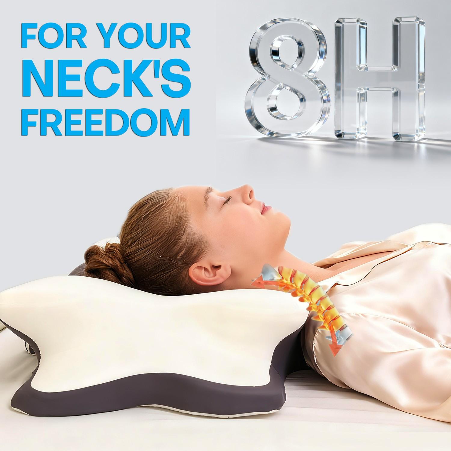 Double-sided neck pillow, dual-height memory foam pillow, cool breathable pillowcase, enlarged armrest area, center groove design, zoned contour pillow, Soft for Side Sleep Stomach Sleeping and Back Sleepers