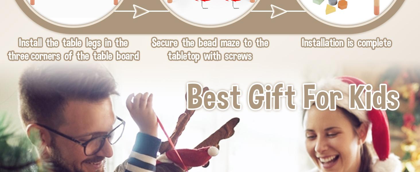 Joyreal Wooden Activity Table Busy Board for 18M+Toddler, with Fishing Game Bead Maze Shape Sorter Montessori Toys, Christmas Gift for Kid Joyreal Wooden Activity Table Busy Board for 18M+Toddler, with Fishing Game Bead Maze Shape Sorter Montessori Toys, Christmas Gift for Kid