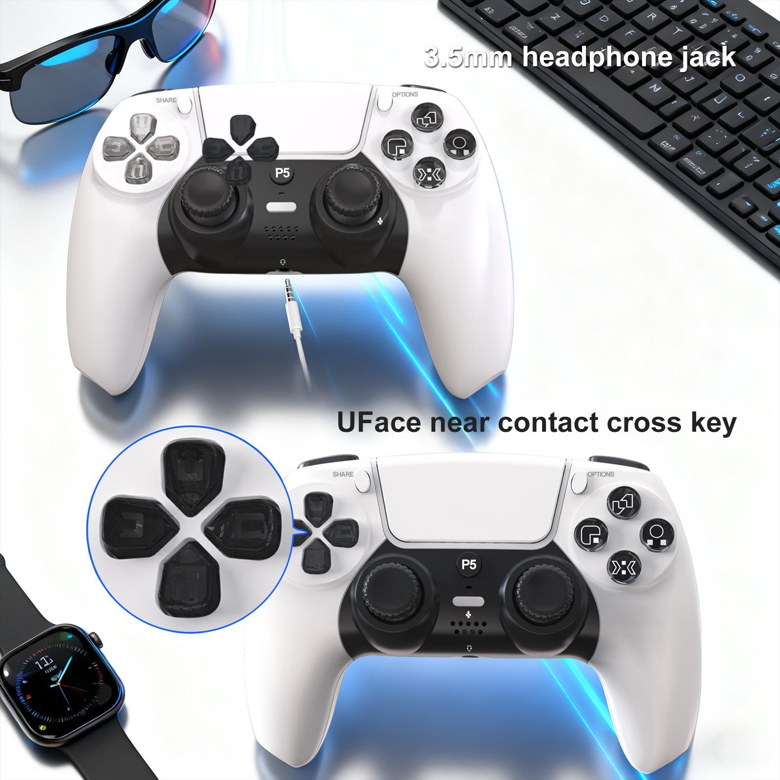 GAMINJA Wireless Controller for P5, Dual Vibration, Six-Axis Gyroscope, Adjustable Mute Switch, 3.5mm Headphone Jack, Game Controller, Wireless Game Controllers