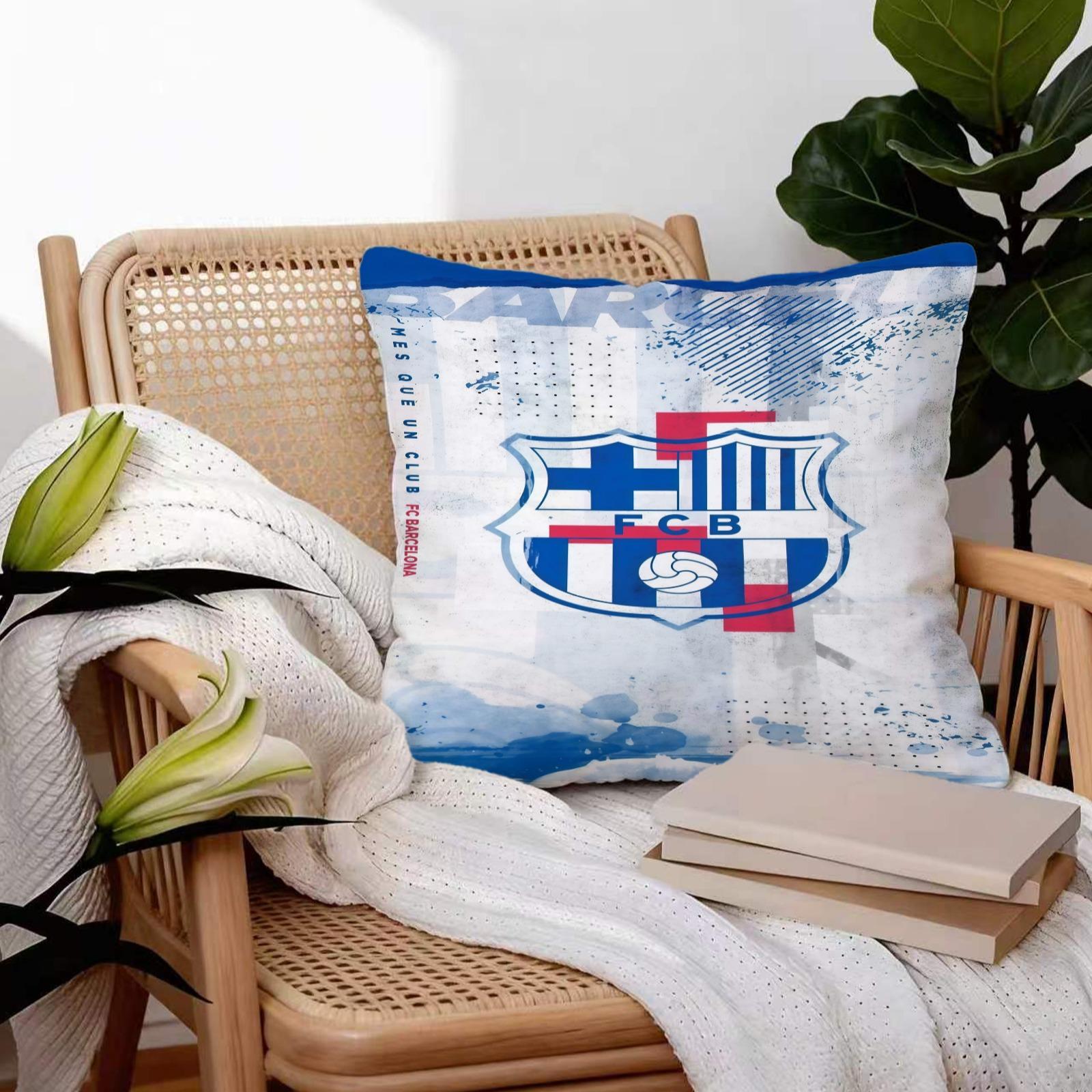 18x18 Inch Soccer Club Throw Pillow, Red Blue Striped Sport Team Decorative Cushion, Football Fan Sofa Bed Living Room Decor, Ideal Gift for Soccer Fans Teens Adults Men