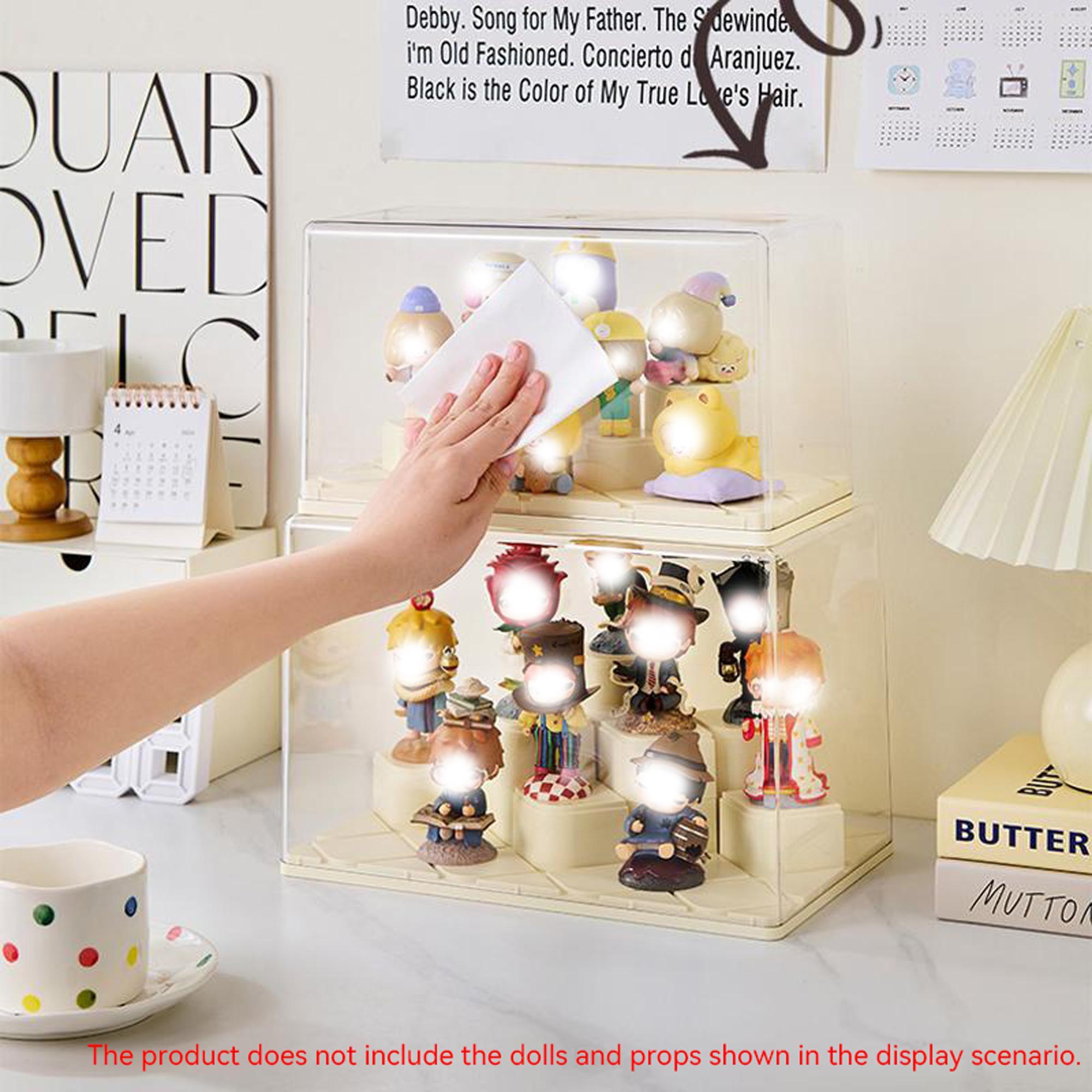 Transparent Display Storage Box, Dustproof Moisture-Proof, DIY Building Blocks Module, Stackable, Ideal for Figurines, Cosmetics, Jewelry