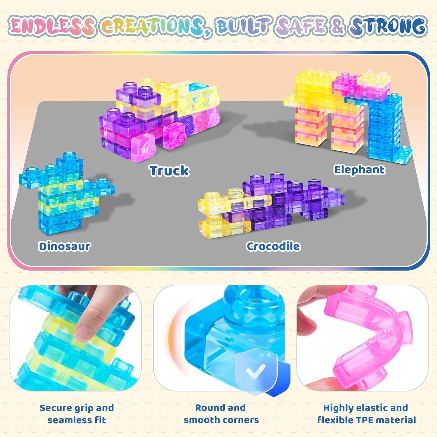40 Pieces Soft Sensory Building Blocks, Jelly Block Toy for Toddlers and Montessori Kids, Stretchable Early Learning Puzzle Set