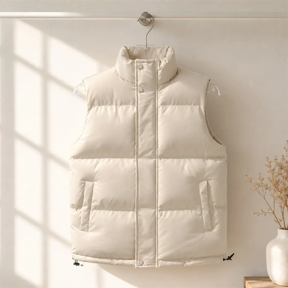 Women’s Puffer Vest Stand Collar Sleeveless Jacket, Lightweight Warm Padded Gilet with Pockets, Casual Winter Outdoor Layering Vest