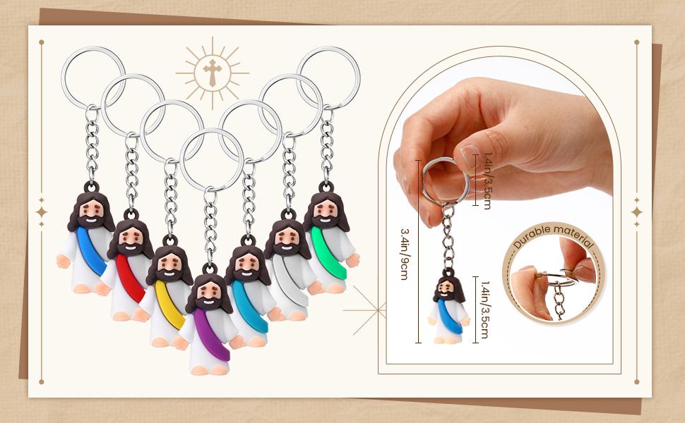 24/48Pcs Jesus Loves You Keychains Little Jesus Figure Keychains for Students Back to School Gift Teacher Appreciation Gift Christian Trendy Keychain for Church Group Sunday School Baptism Gift Religion Party Favor