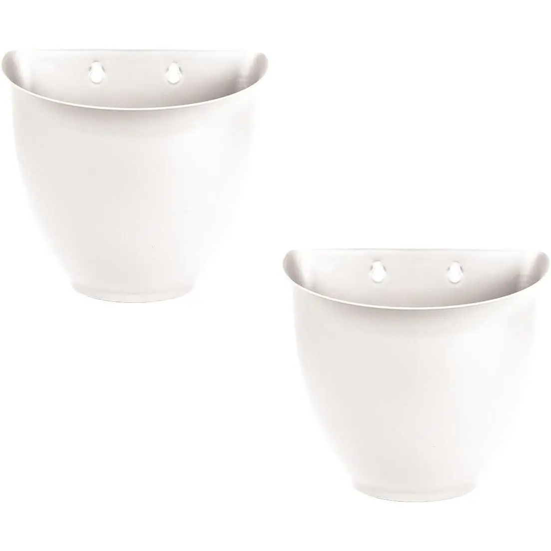 8 Inch Garden Wall Planter - Plastic Hanging Plant Pot for Indoor Outdoor Flowers, Herbs, White (Pack of 2)