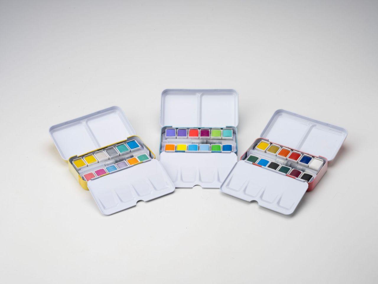 MEEDEN Watercolor Paint Set, 12 Colors Set with Carrying Case, Removable Blocks, Travel Watercolor Set for Artists and Crafters, Gift