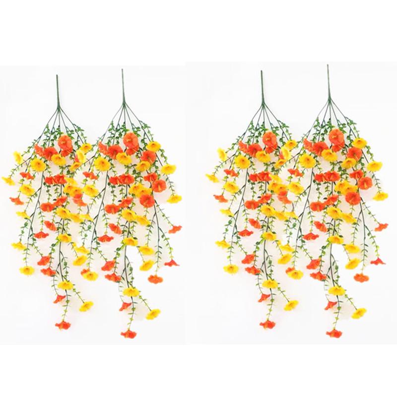 4pcs Artificial Colorful Flowers, UV-Resistant Morning Glory, Eucalyptus Vine, Festival Decor, Graduation Decor, Indoor Outdoor Decor