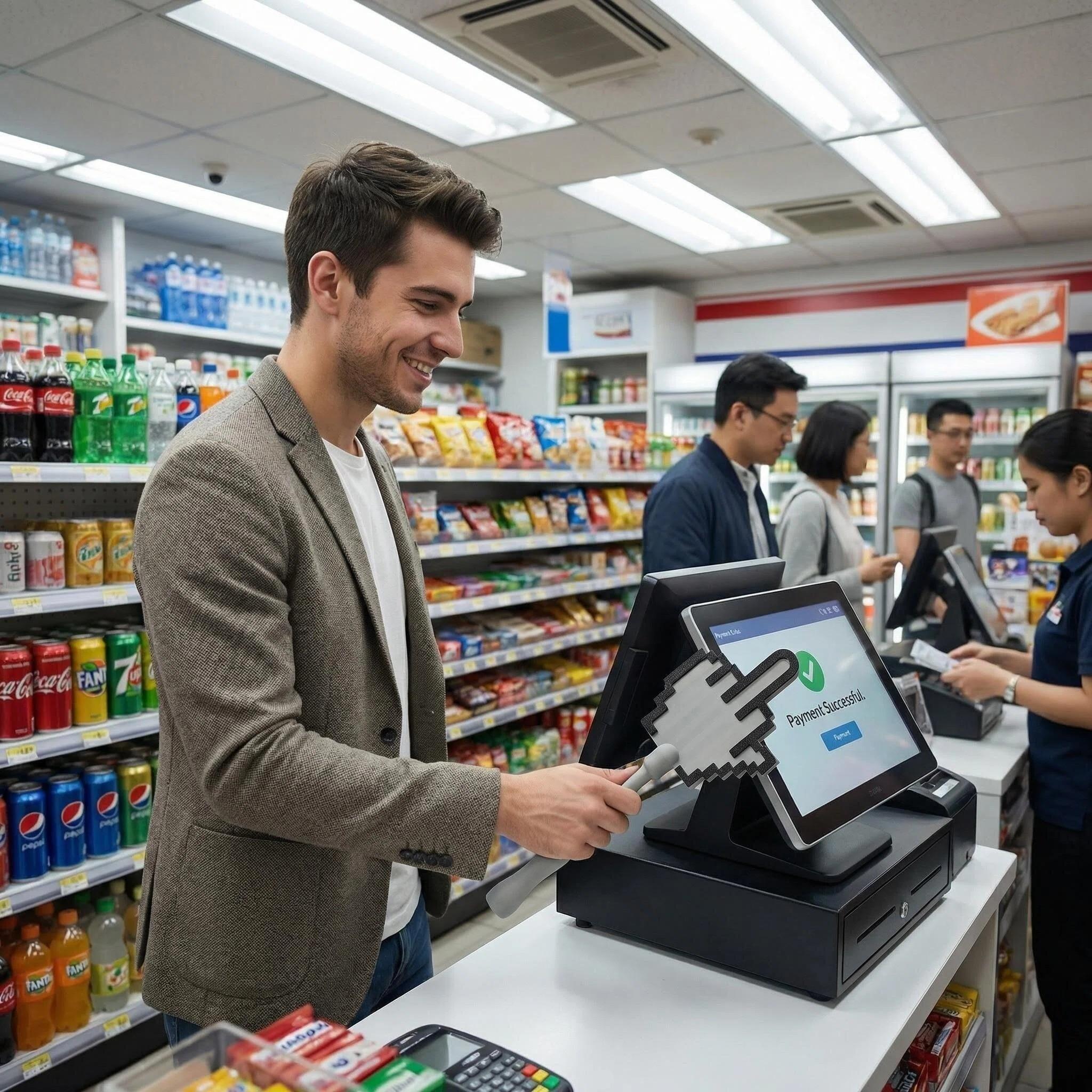 Human-Engineered Pixel Hand Contactless Sensor Rod, Comfortable Grip & Durable Material, Easy Touch Payment Anytime Anywhere