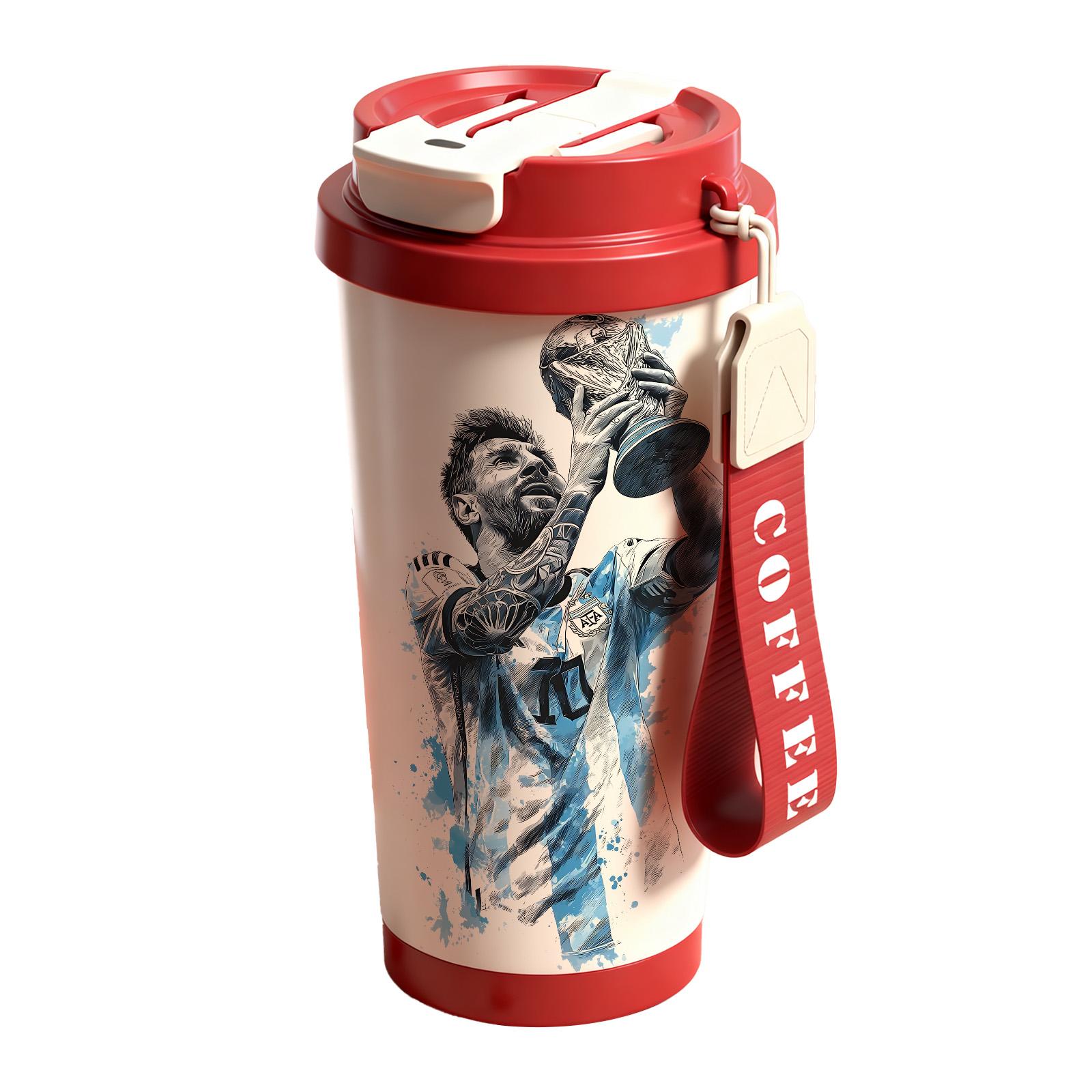 1 Pc 19/24/32oz stainless steel double wall insulated mug, Tumbler, with handle, leak proof lid travel thermal, soccer champion print, keep warm 12h cold 24h, hot cold drinks, gift for men and women, holiday