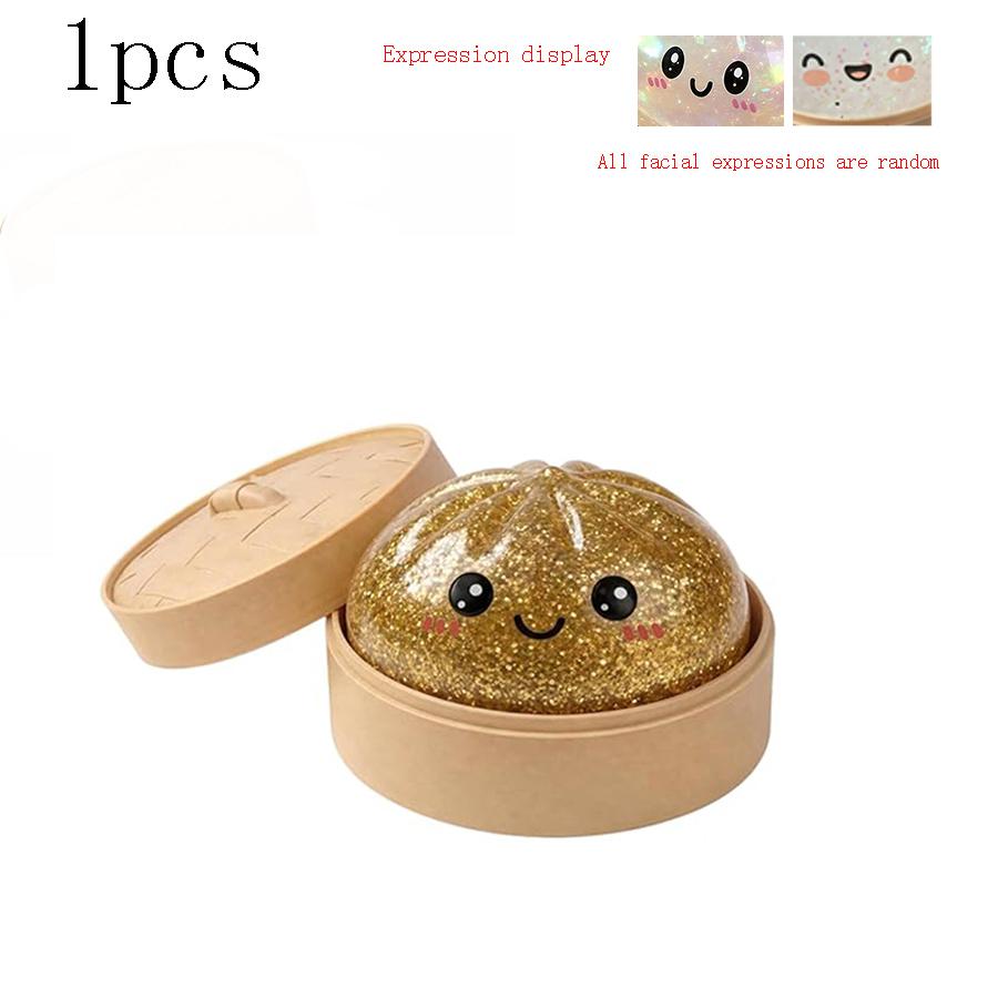 Glitter Dumpling Squishy with Box, Soft Sensory Squeeze Toy for Stress Relief, Mystery Glitter Dumplings, Decompression Dough