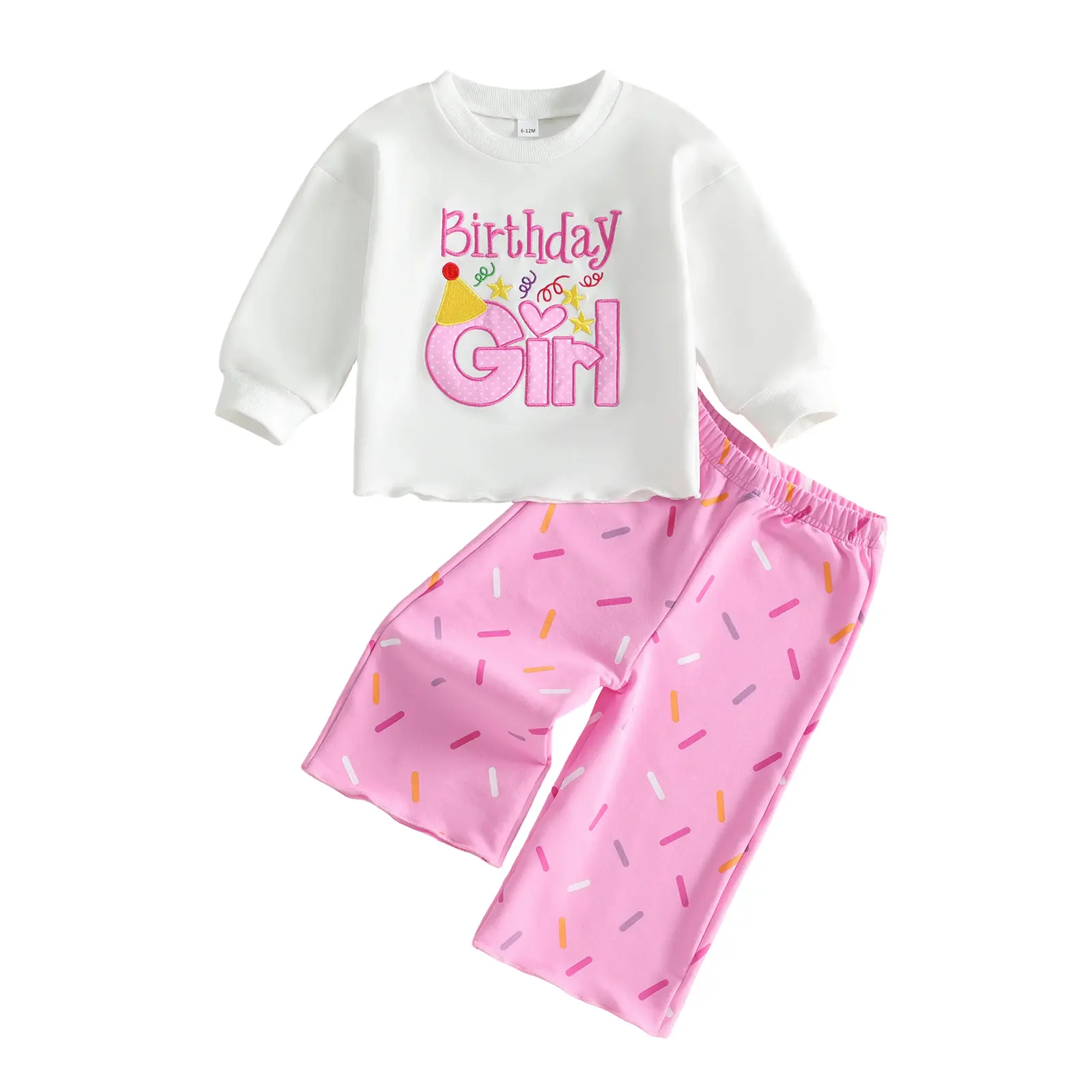 Meihuida Baby Birthday Girl Outfit Embroidery Birthday Girl Print Sweatshirt Pullover+Sweatpants Princess 2Pcs Fall Clothes