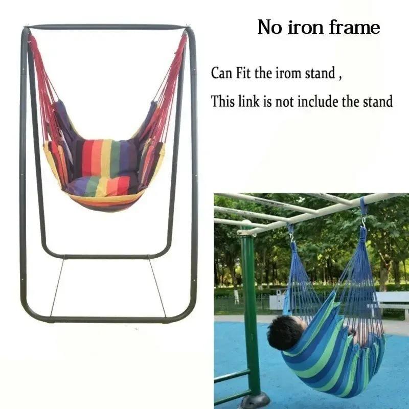 1pc Hanging Bed Swing Seat, Foldable Hammock Chair, Colorful Striped Comfortable Swing Chair, Best Camping Gear Outdoor