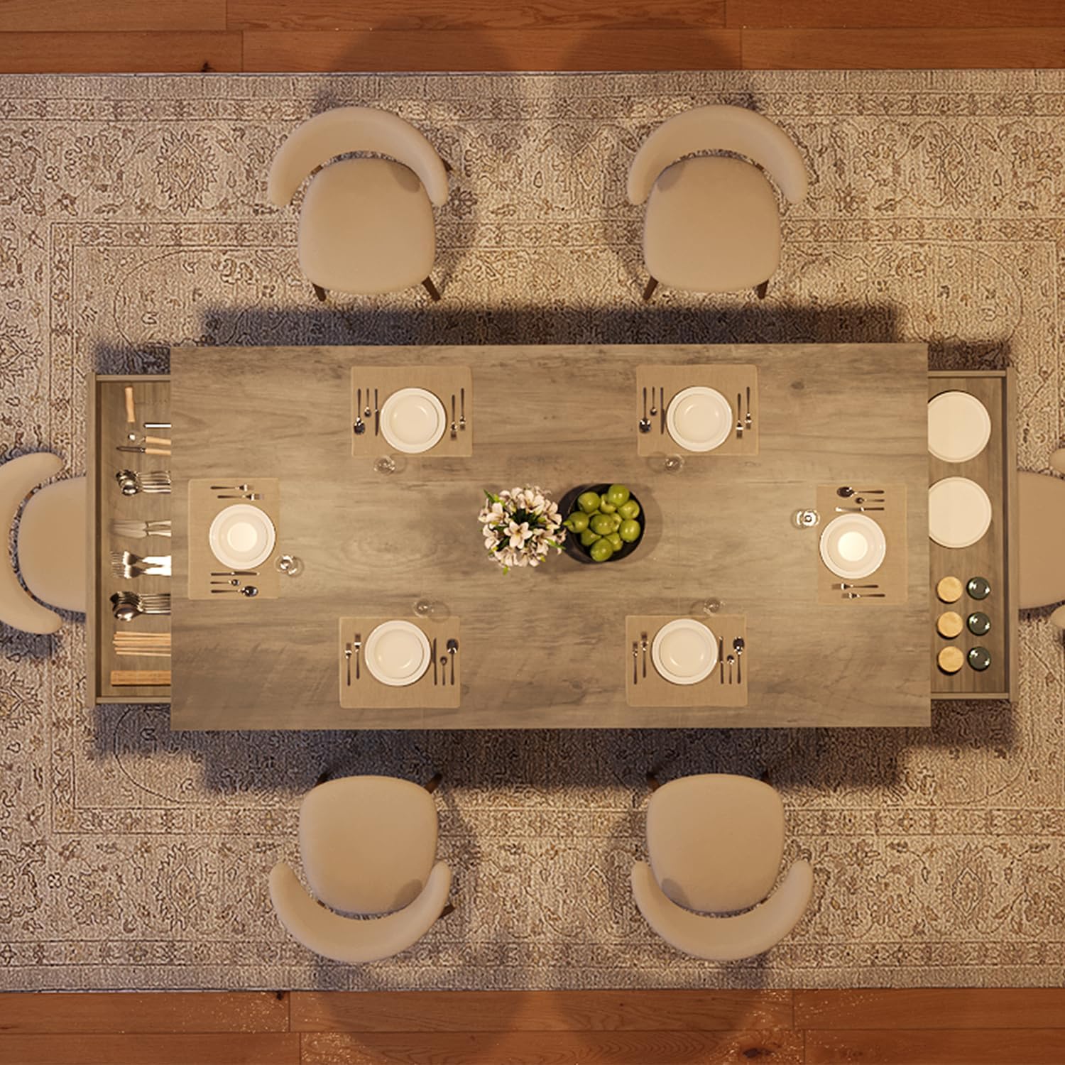 【 only Table 】71-Inch Rectangular Dining Table with Two Drawers, Wooden Kitchen Table w/Large Tabletop & Sturdy Frame, Large Dining Table for 6-8 with Double Pedestal, for Dining Room, Office 【 only Table 】71-Inch Rectangular Dining Table with Two Drawers, Wooden Kitchen Table w/Large Tabletop & Sturdy Frame, Large Dining Table for 6-8 with Double Pedestal, for Dining Room, Office