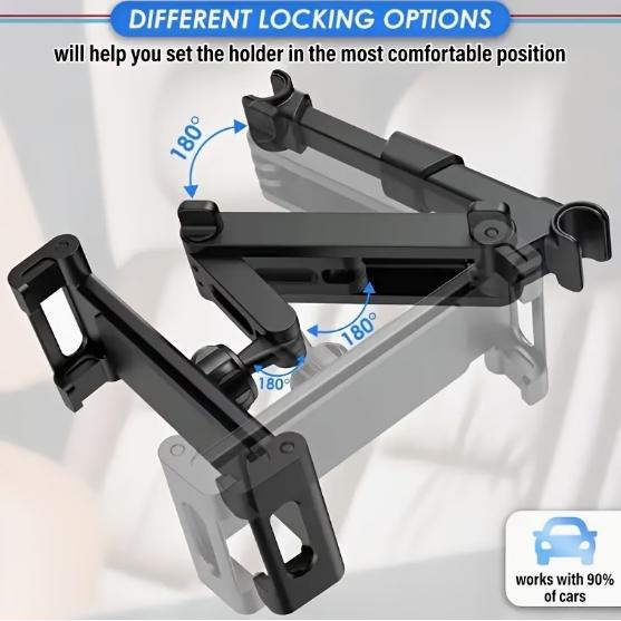 1pc 3 in 1 Tablet Mount for Car Headrest, 360° Adjustable Holder for 4.7-11 Inch Phones and iPad Pro/air/mini, Foldable Design for Easy Use