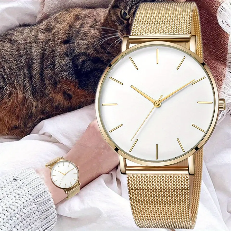 Mesh Band Alloy Women's Quartz Watch Fashionable and Personalized Watch Suitable for Teenagers Personalized and Versatile Quartz Watch Best Choice for Gifts