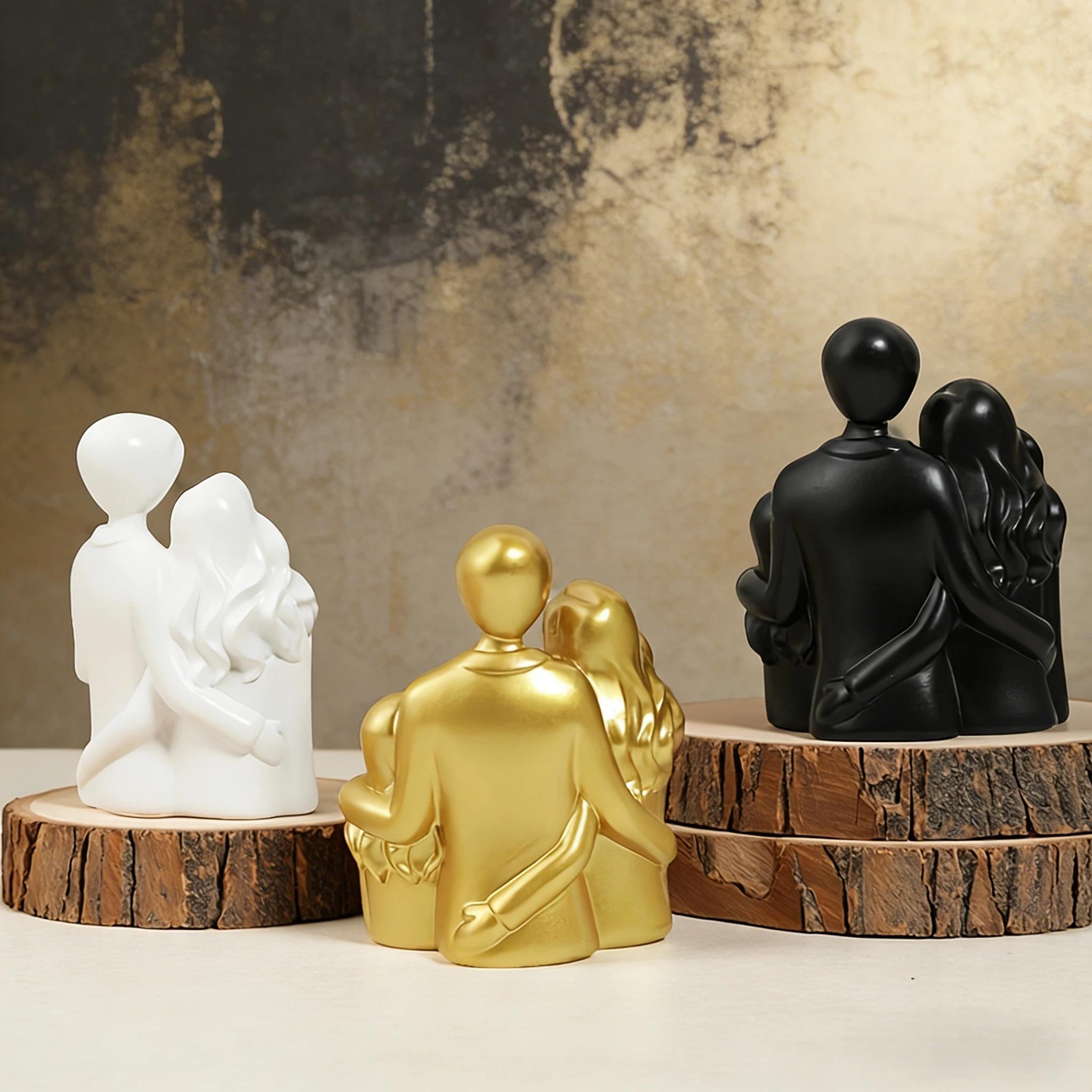 Warm Family Resin Sculpture, Healing Series, Multiple Colors Available, Entryway TV Cabinet Decor, Perfect Gift for Holidays