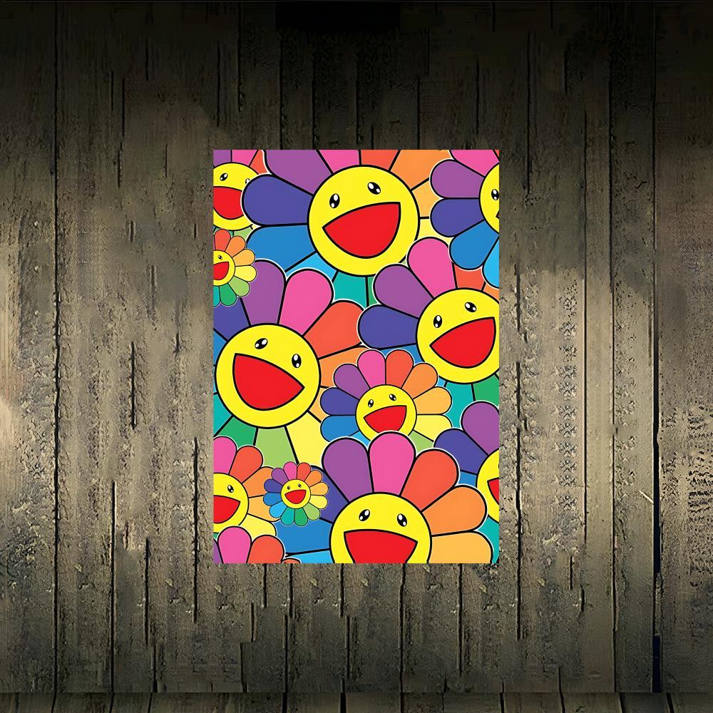 Murakami Takash Painting Fashion Poster Frameless poster pp Matte adhesive paper for Living room hallway bedroom