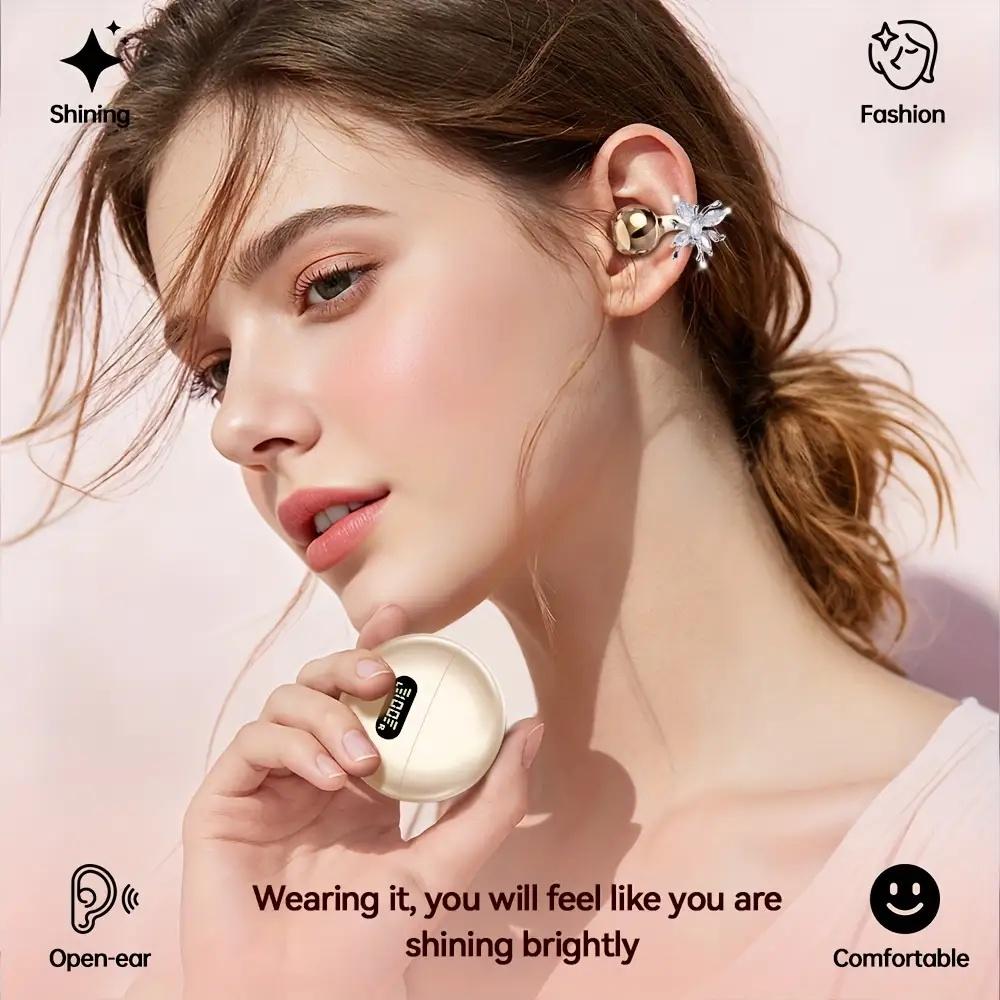 YYT1  New Senyang Wireless Open-Ear Headphones, Open Wear Earphones, Bluetooth-Compatible Clip-On Earring Earbuds with Stereo Sound, Electronic Audio, Fashion Aesthetic Gift, Outdoor and Travel